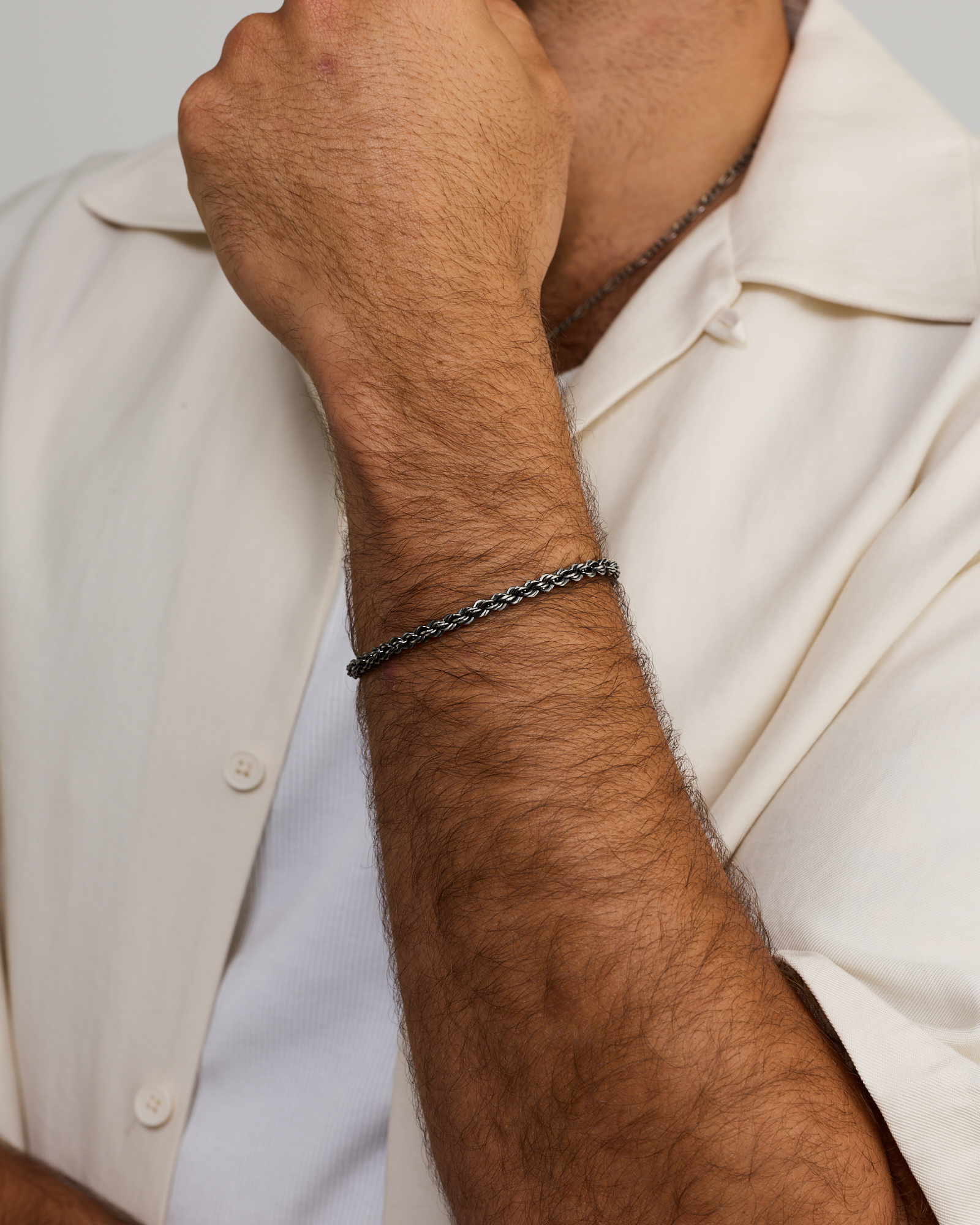 21cm (8") Rope Chain Bracelet in Oxidised Sterling Silver
