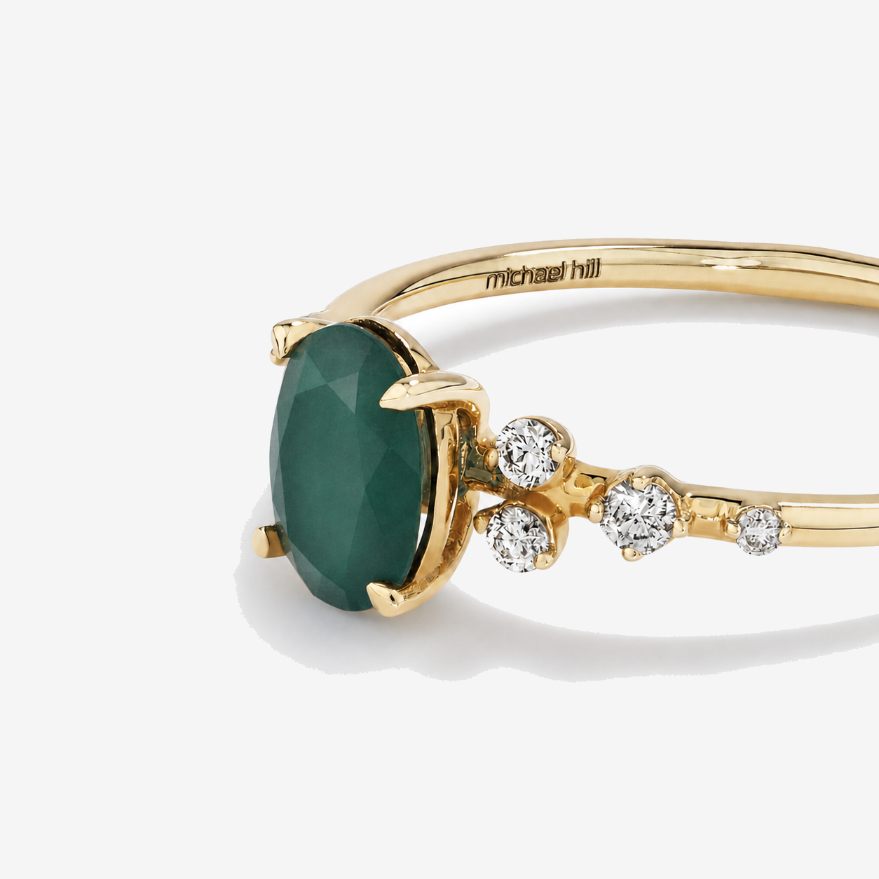 Emerald and 0.12 Carat TW Diamond Ring 10kt Yellow Gold