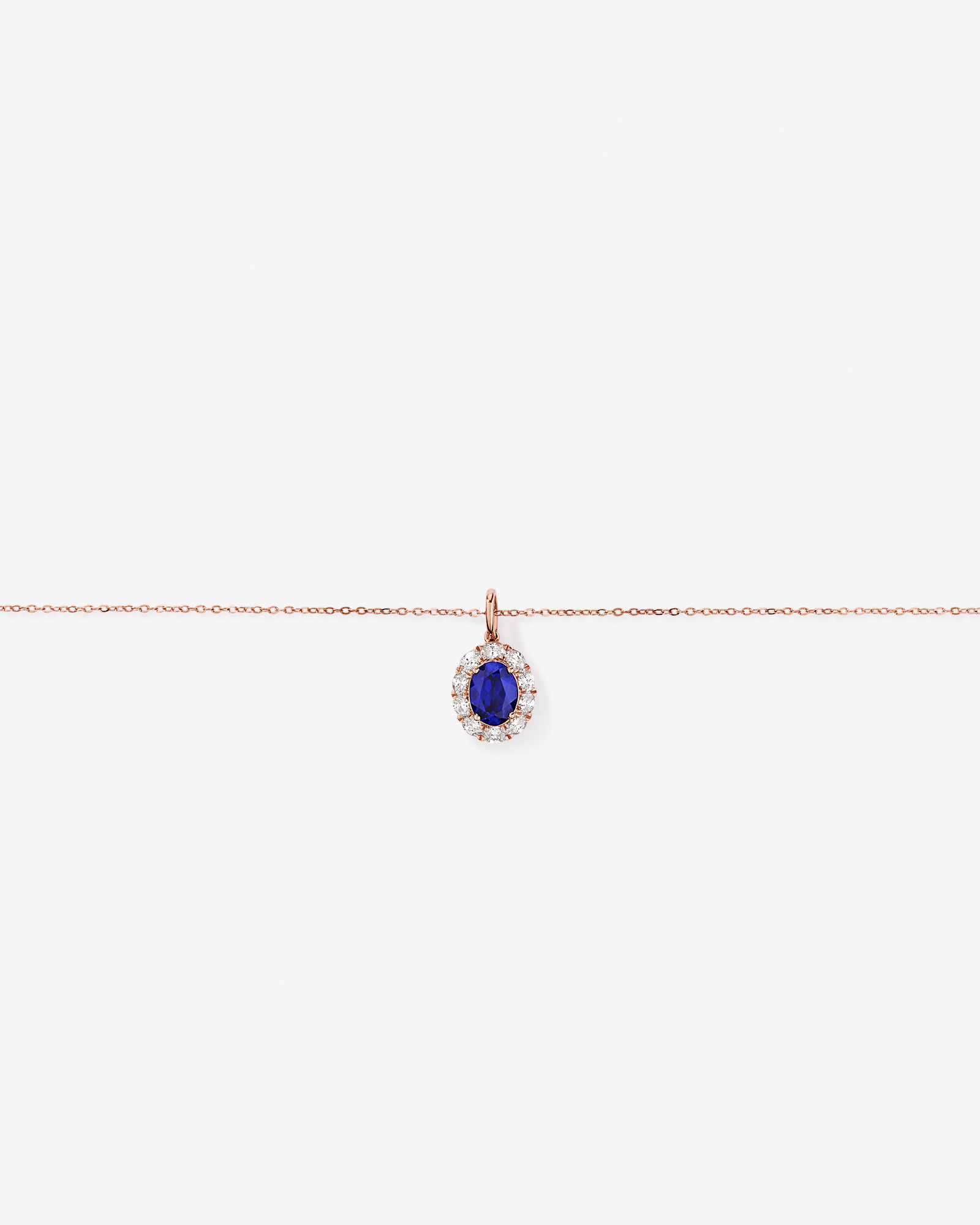 Created Sapphire & 0.47 Carat TW Laboratory-Grown Diamond Pendant with Chain in 10kt Rose Gold