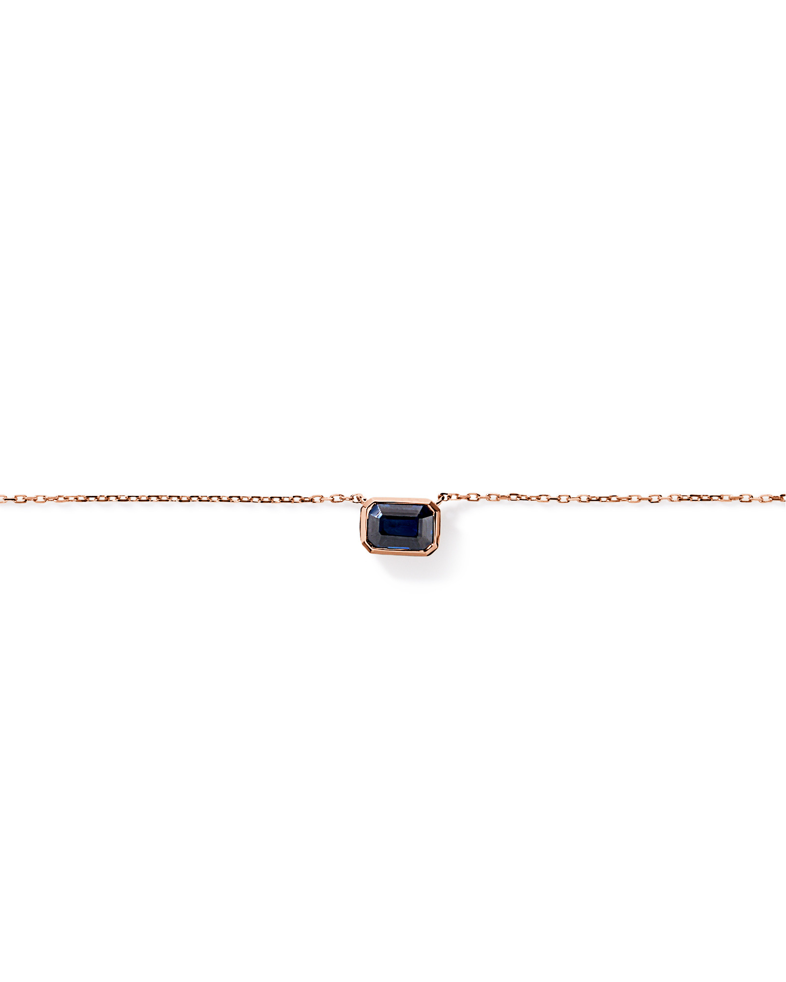 Australian Sapphire Emerald Cut Bezel Set Necklace in 10kt Rose Gold
