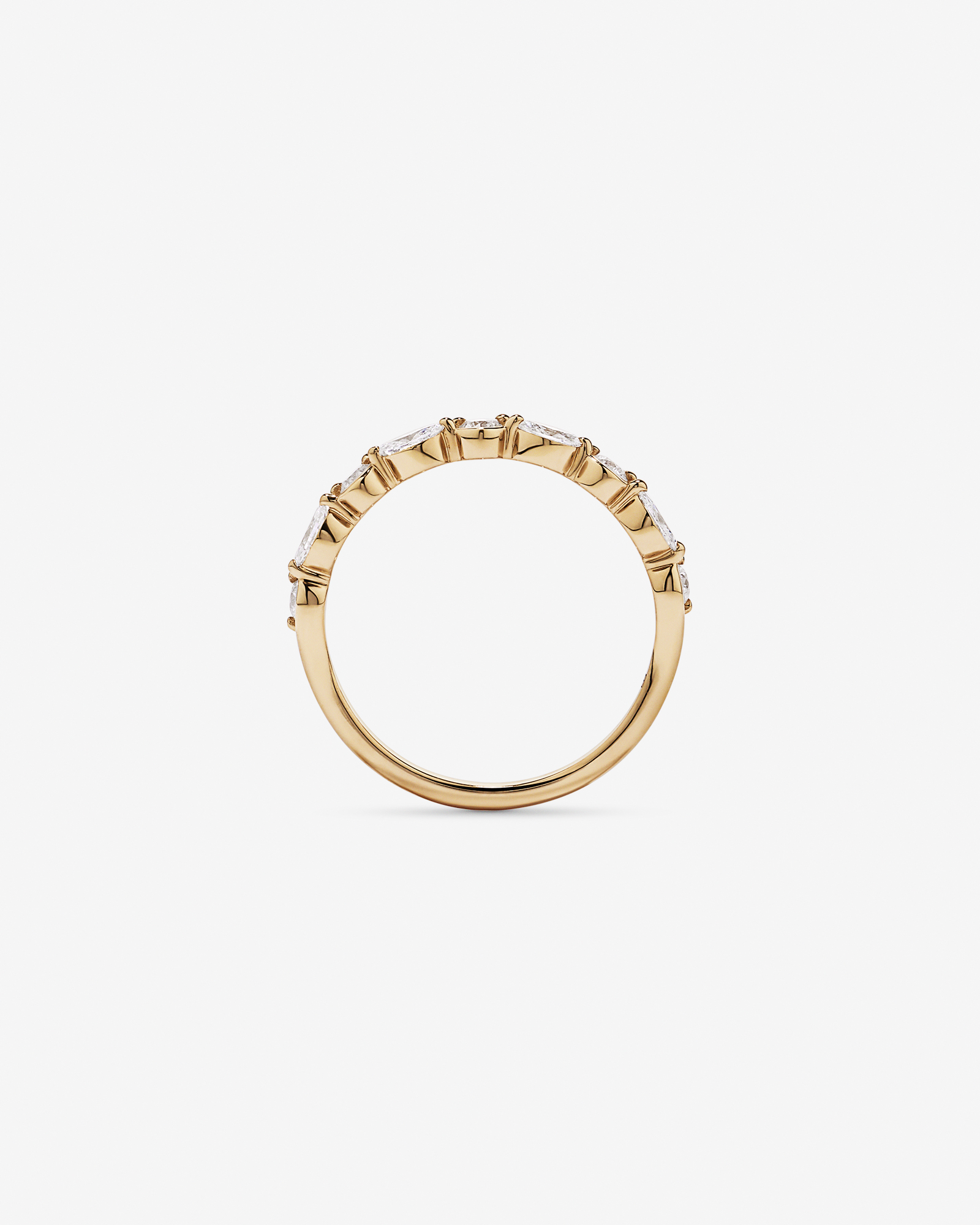 0.43TW Marquise and Round Brilliant Diamond Twist Wedding Ring 14kt Yellow Gold