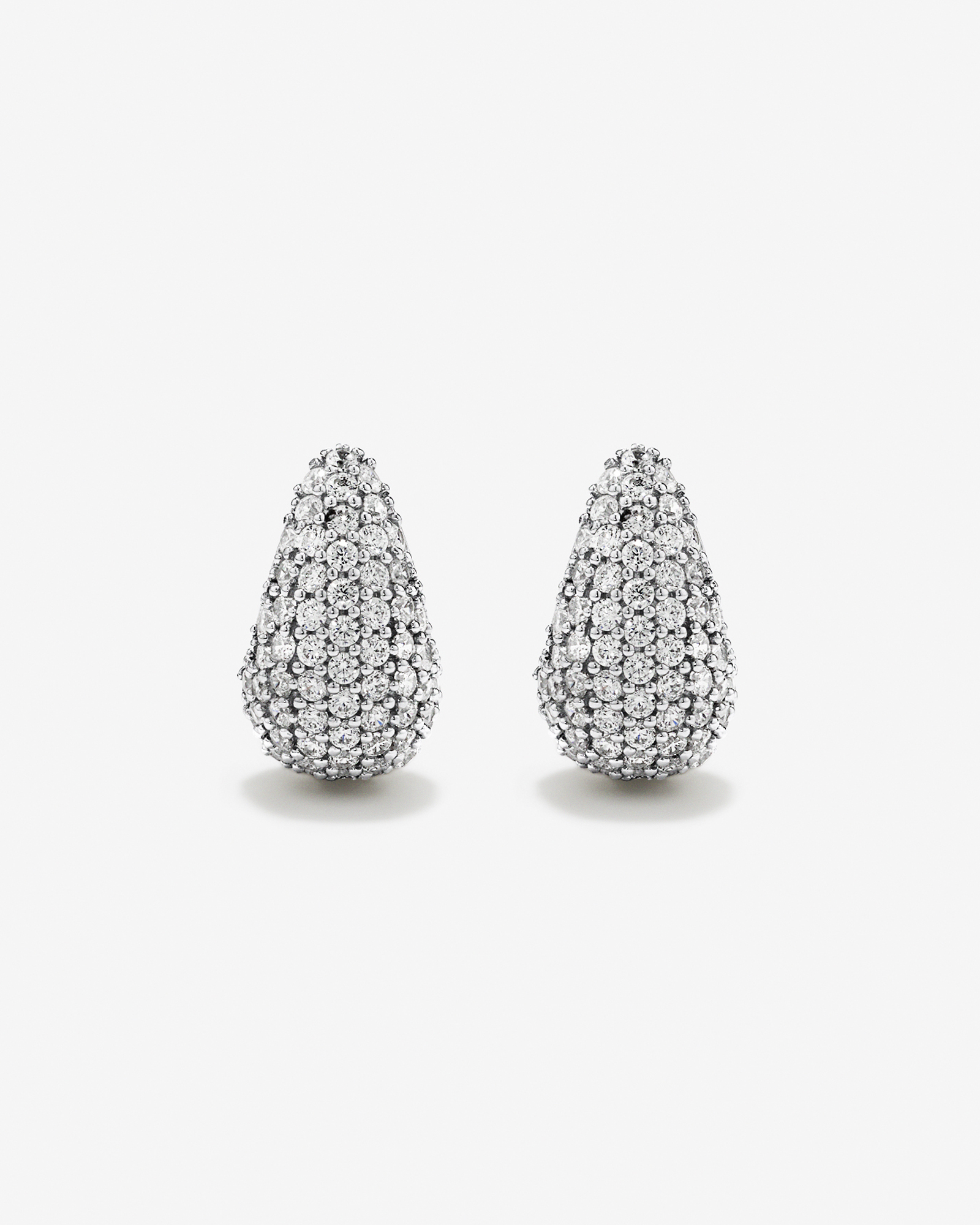 Pavé Dome Cubic Zirconia Stud Earrings in Sterling Silver