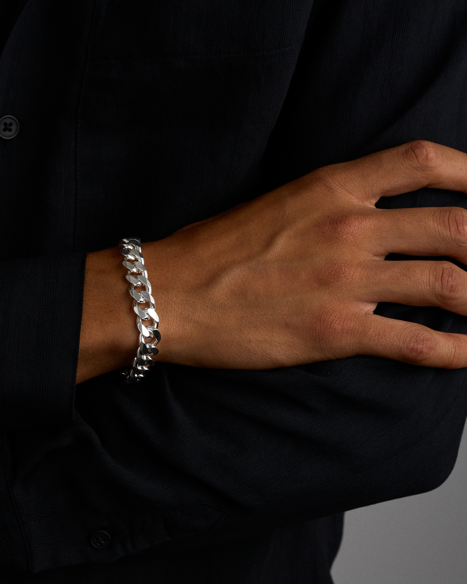 Bracelet à maillons gourmette pour homme de 23 cm en argent sterling