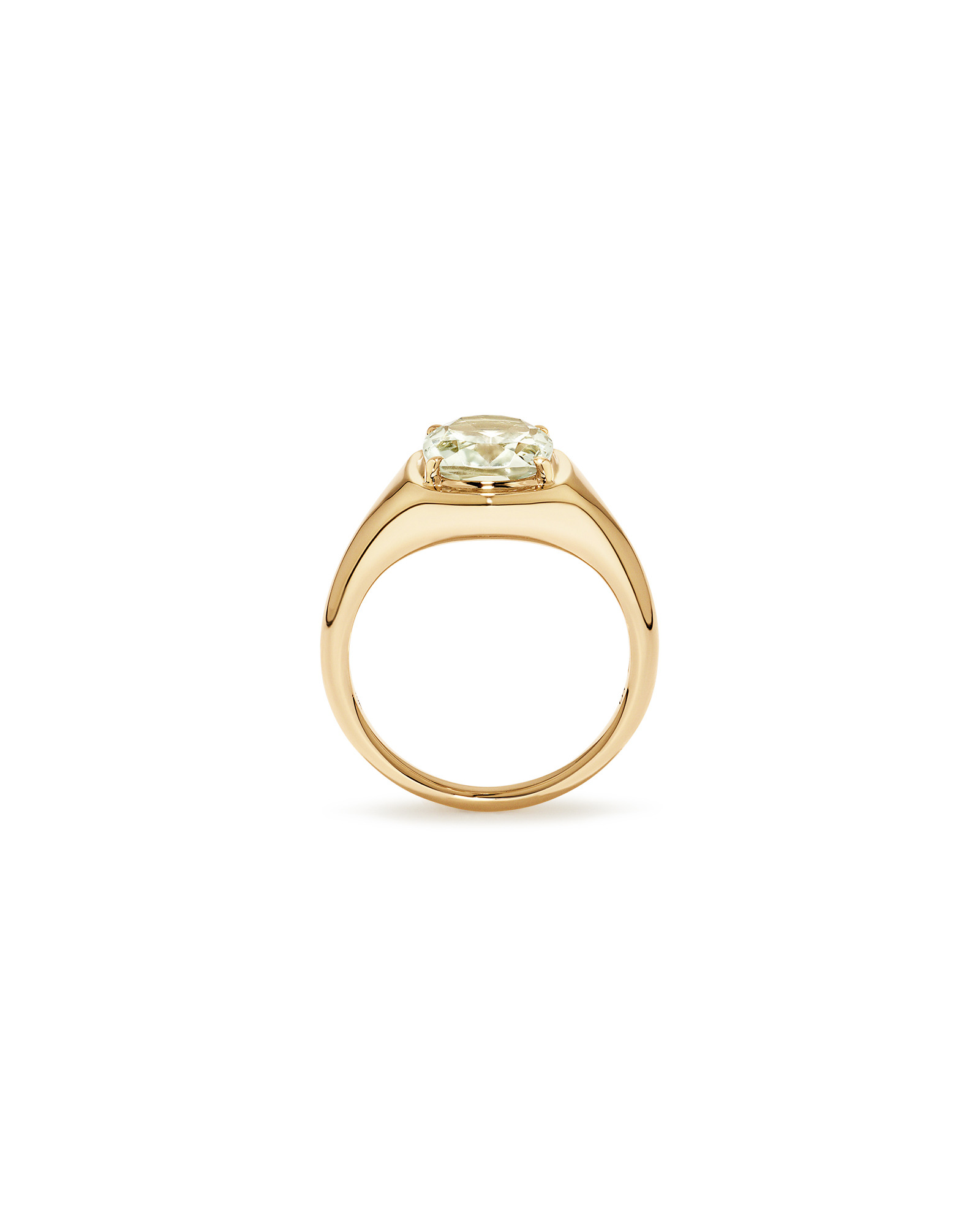Elongated Cushion Cut Green Amethyst Ring 10kt Gold