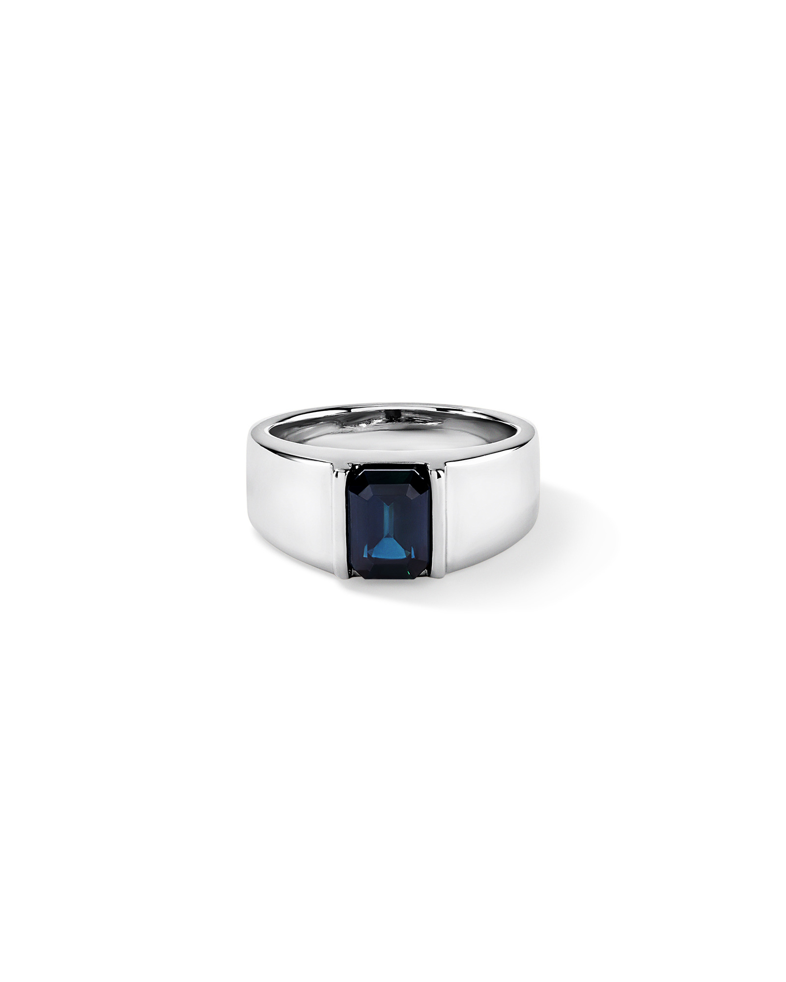 Australian Parti Sapphire Wide-Band Ring 10kt White Gold