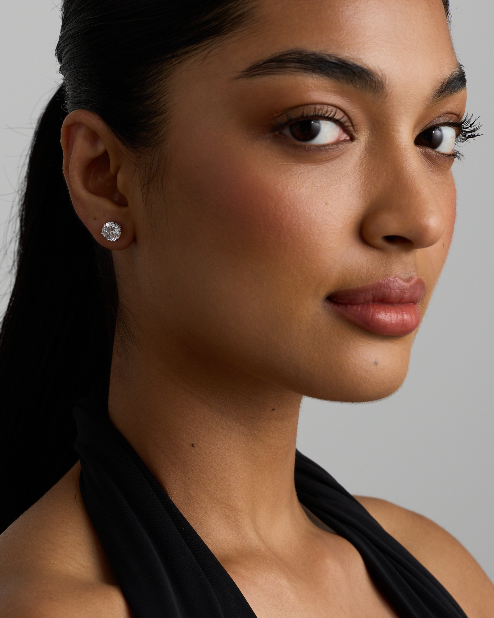 9.5mm Round Brilliant Cubic Zirconia Stud Earrings in Sterling Silver