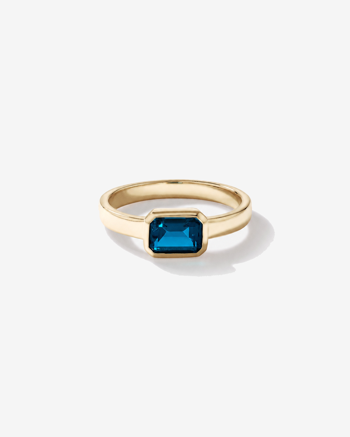 London Blue Topaz Bezel Ring in 10kt Yellow Gold