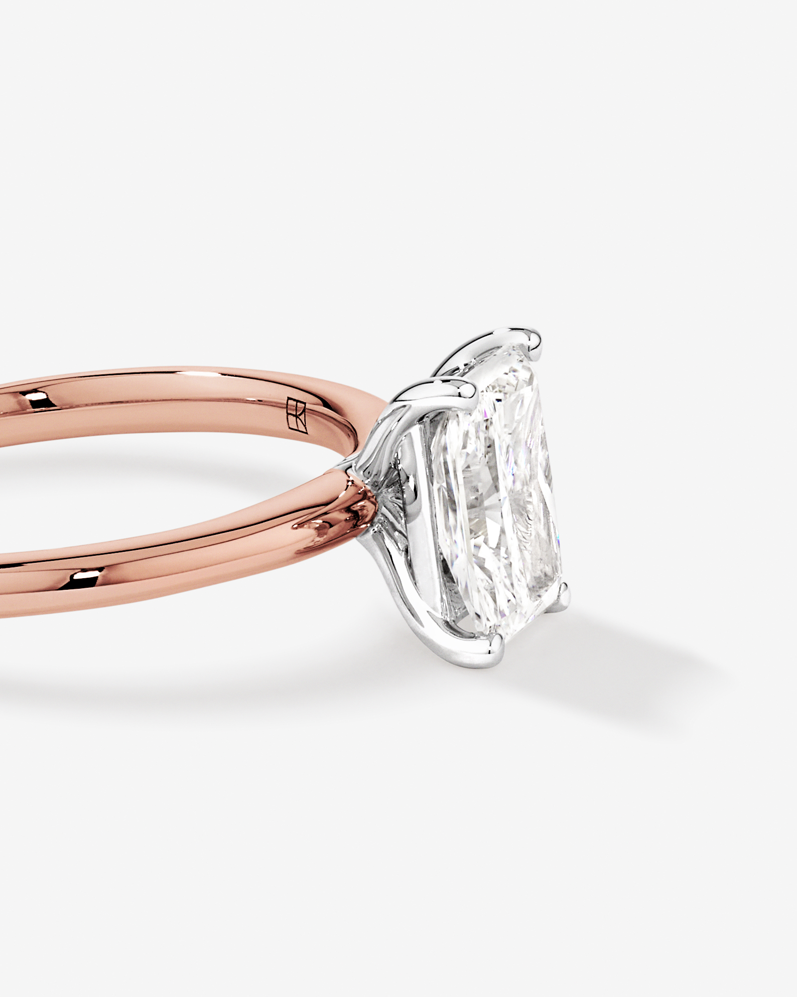 Bague de fiançailles solitaire en diamant de laboratoire TW Radiant de 1,25 carat en or rose et blanc 14 carats