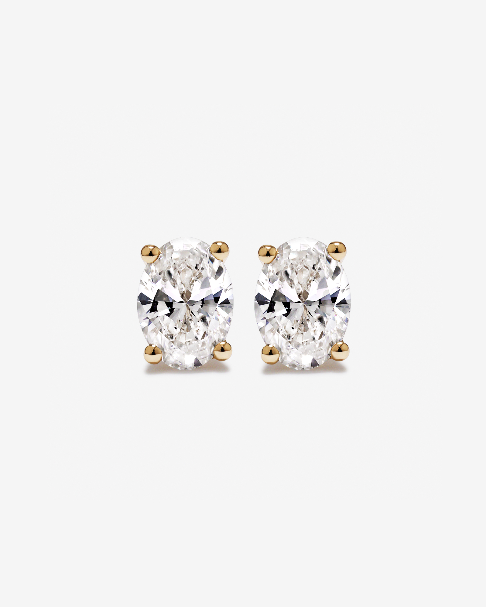 1.00 Carat TW Oval Cut Laboratory-Grown Diamond Solitaire Stud Earrings in 10kt Yellow Gold