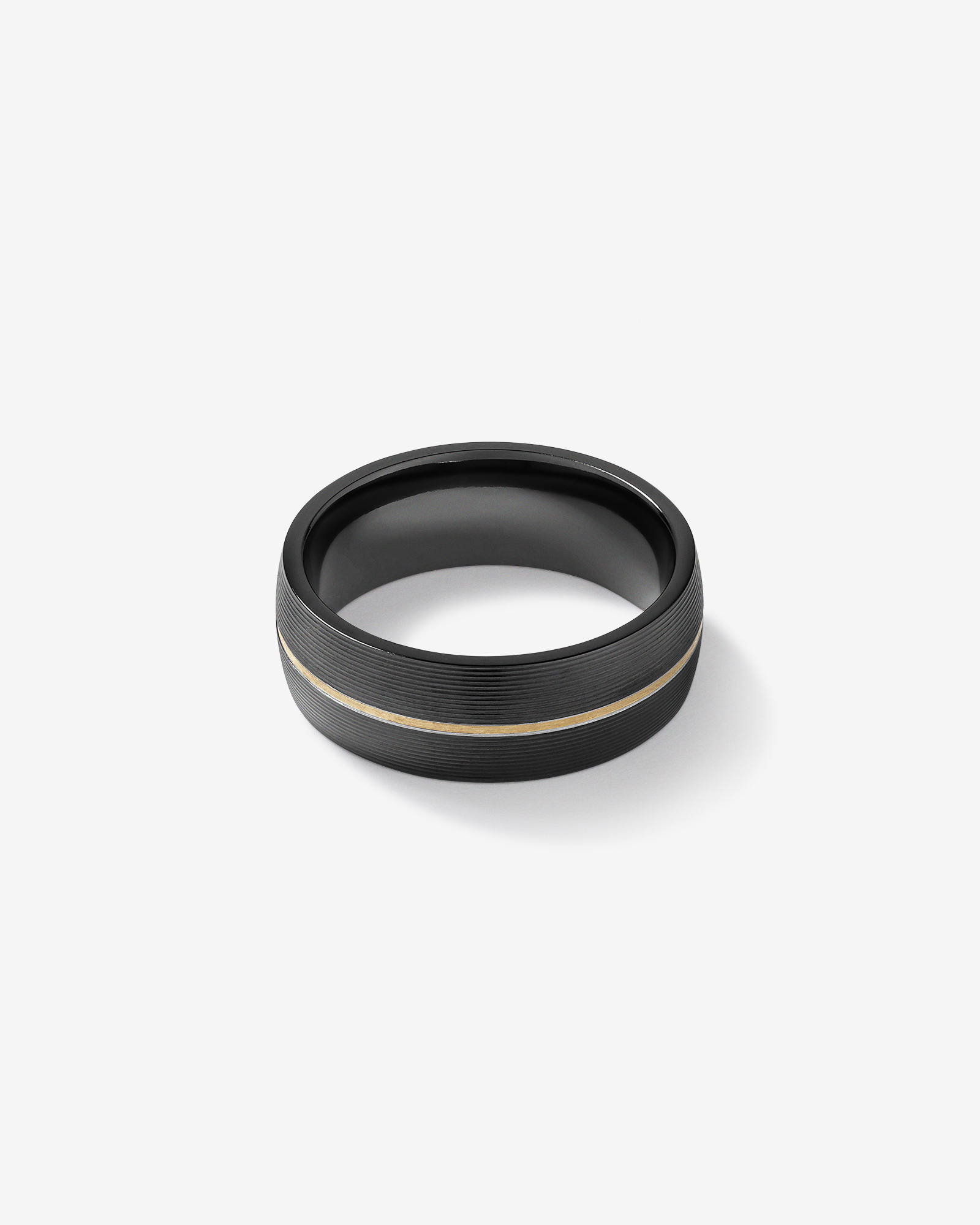 Ring in Black Titanium with Fine 10kt Yellow Gold Inlay
