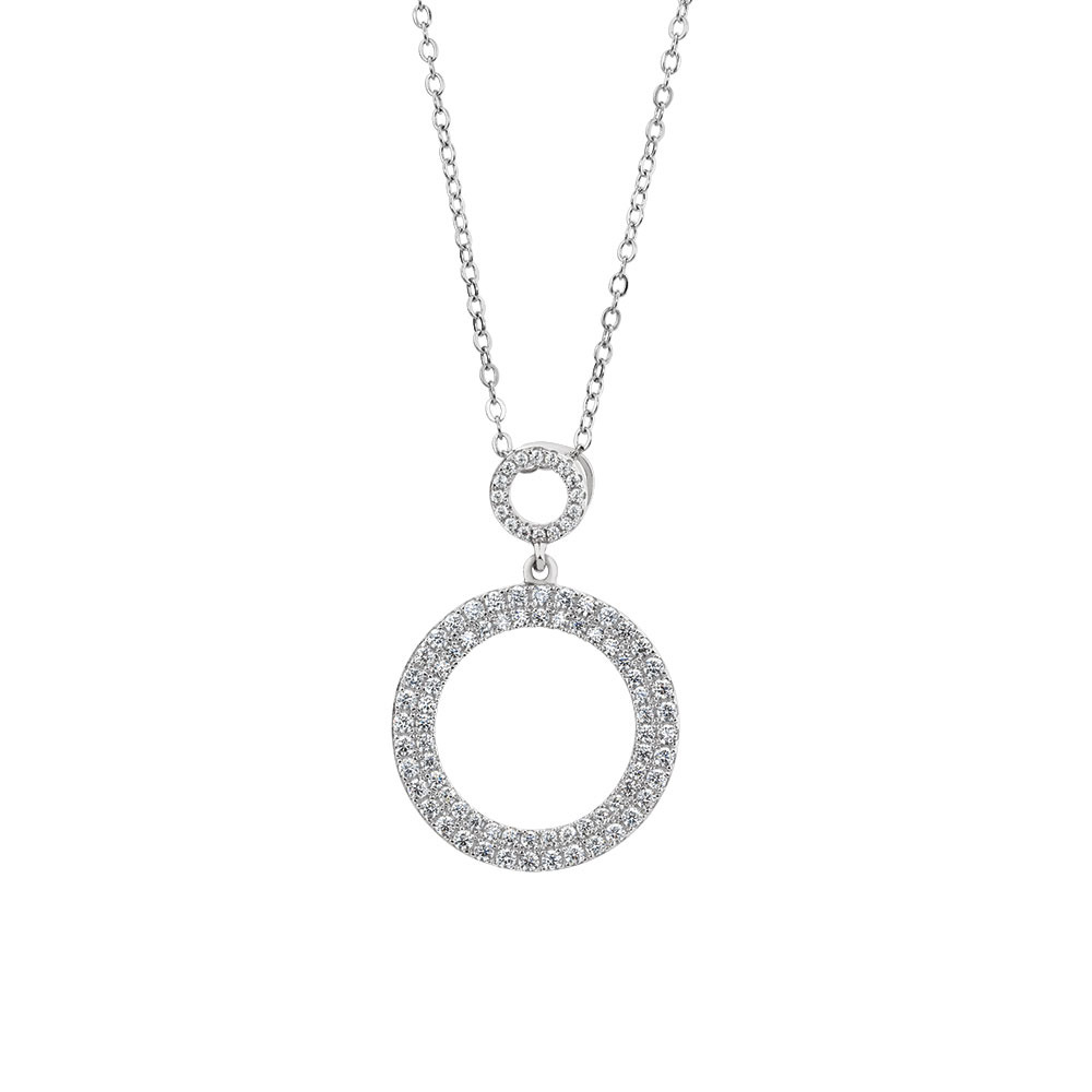 Best Designer Jewelry Sterling Silver CZ Circle Pendant 