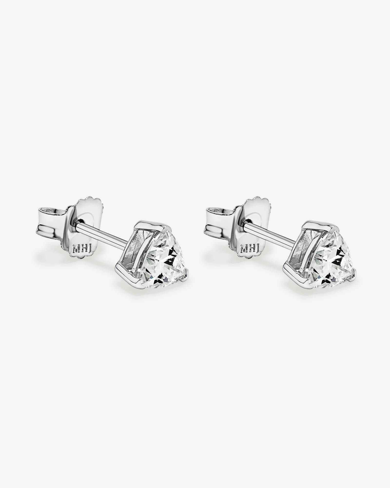 Trillion-Cut Cubic Zirconia Solitaire Stud Earrings in Sterling Silver