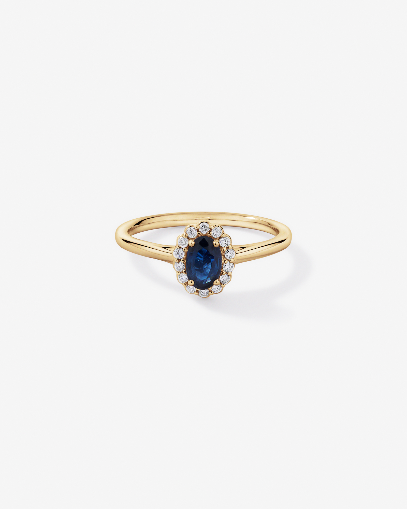 Bague halo en diamant TW saphir australien et 0,10 carat or jaune 10 carats
