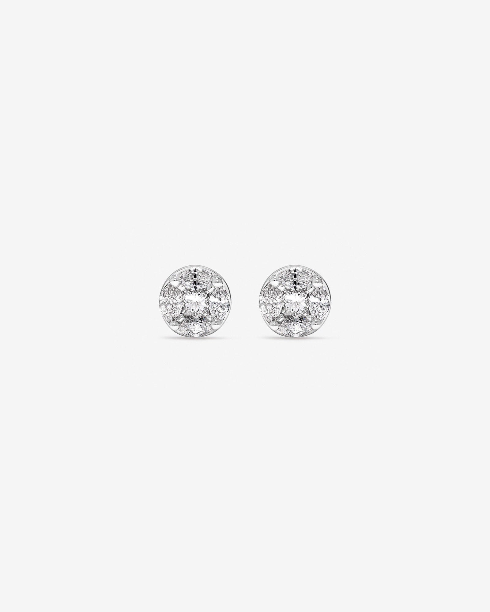 Boucles d'oreilles puces de 0,39 carat TW en diamants princesse et marquise en or blanc 10kt
