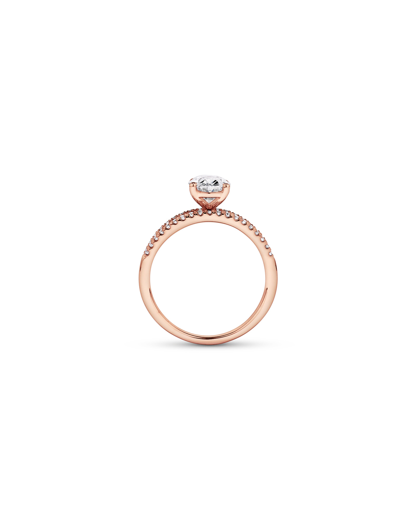 2.21 Carat TW Oval and Baguette Laboratory-Grown Side Accent Diamond Ring 14kt Rose Gold