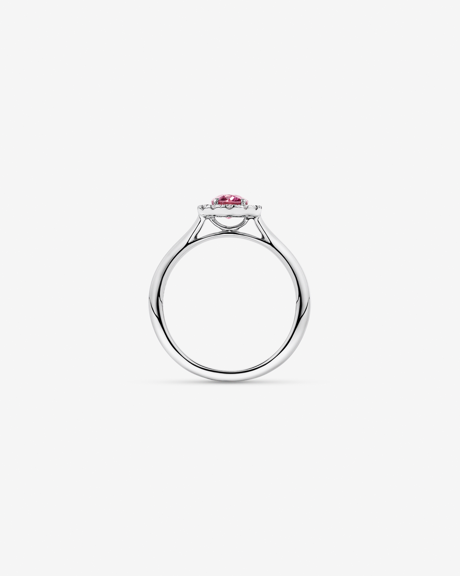0.25 Carat TW Oval Ruby and Diamond Ring in Recycled Platinum