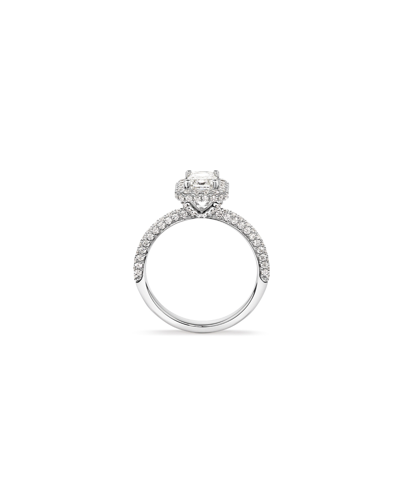 Bague de fiançailles TW Pavé diamants 1,65 carat en platine
