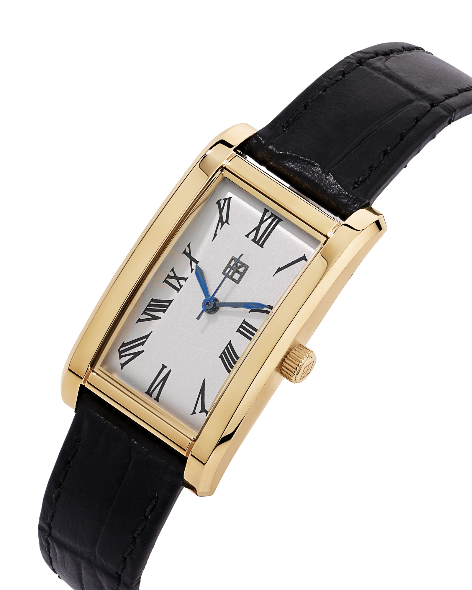 Women’s Black Leather Watch in Gold-Tone Stainless Steel