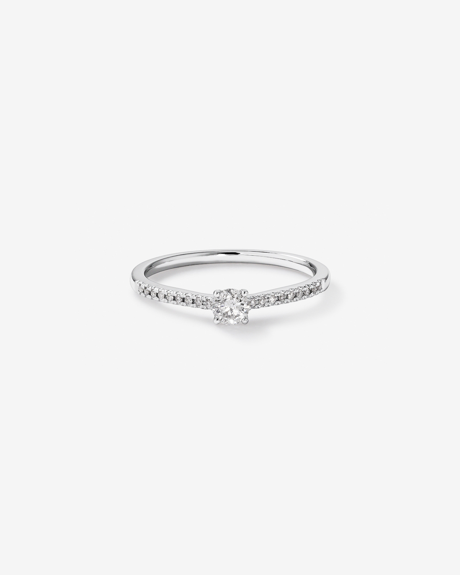 0.25 Carat TW Round Brilliant Diamond Side Accent Engagement Ring in 14kt White Gold