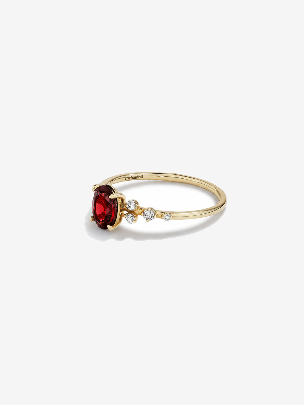 Garnet and 0.12 Carat TW Diamond Ring 10kt Yellow Gold