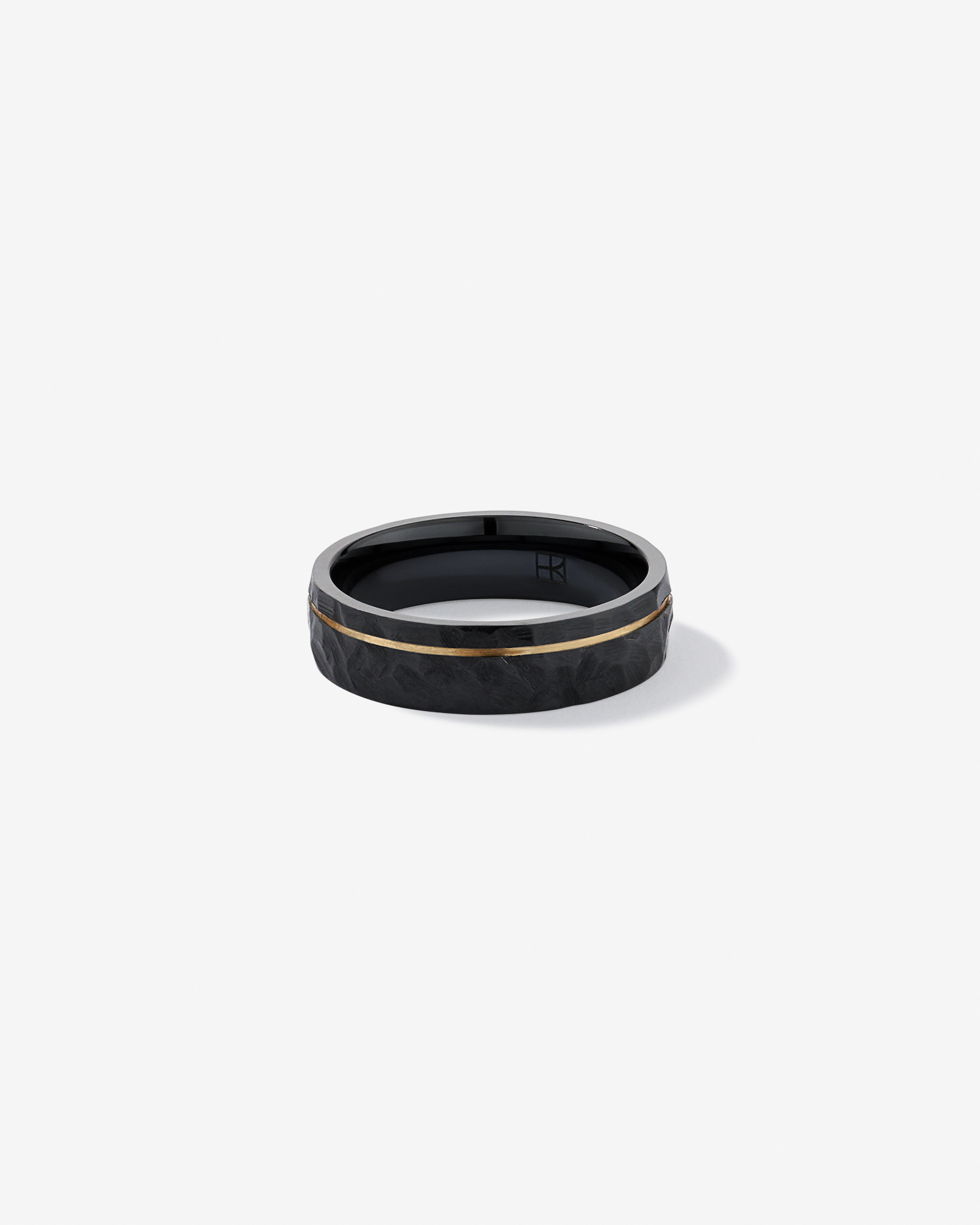 6mm Patterned Wedding Band in Black Titanium and 10KT Yellow Gold