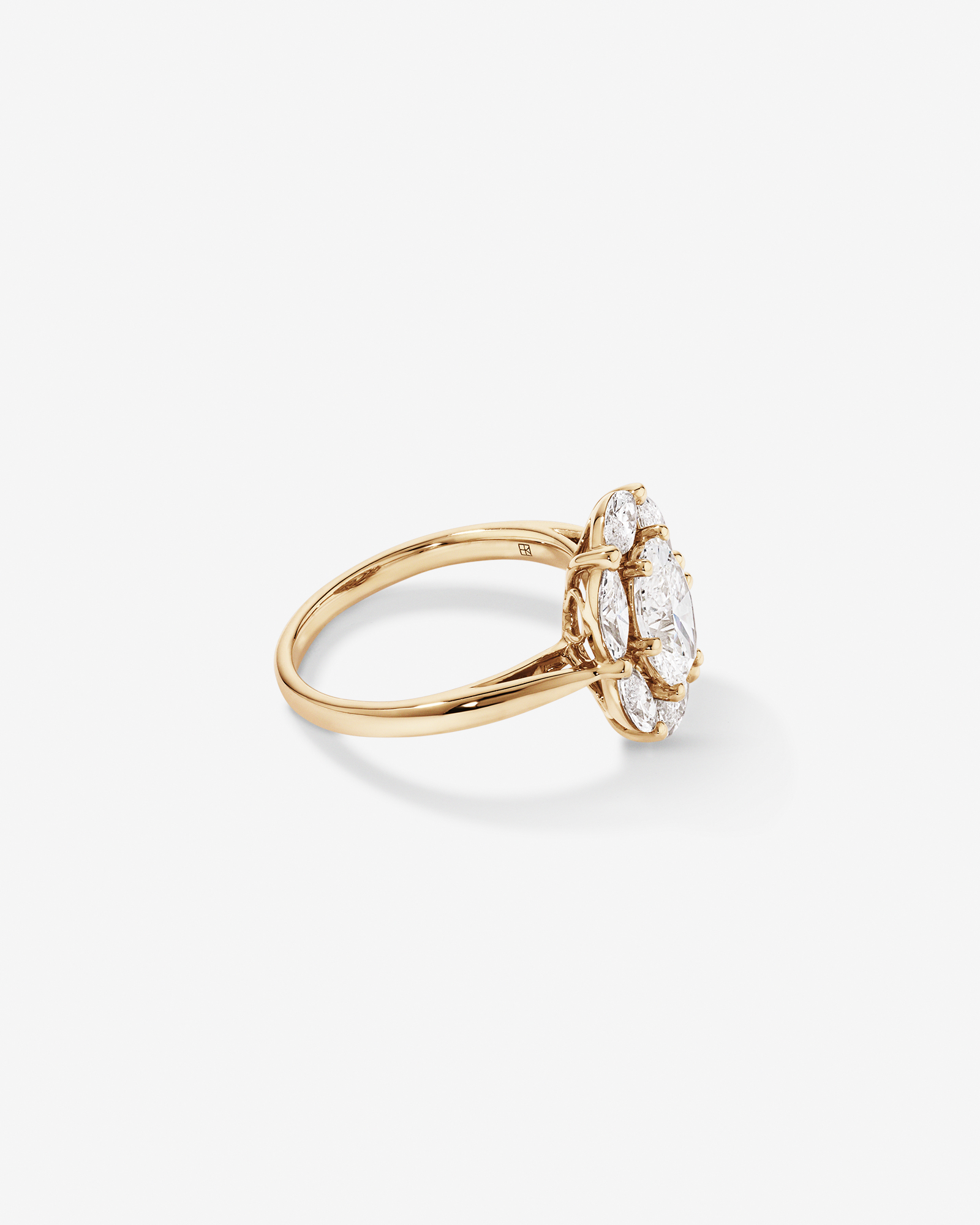 2.68 Carat TW Oval and Marquise Laboratory-Grown Diamond Halo Ring in 14kt Yellow Gold