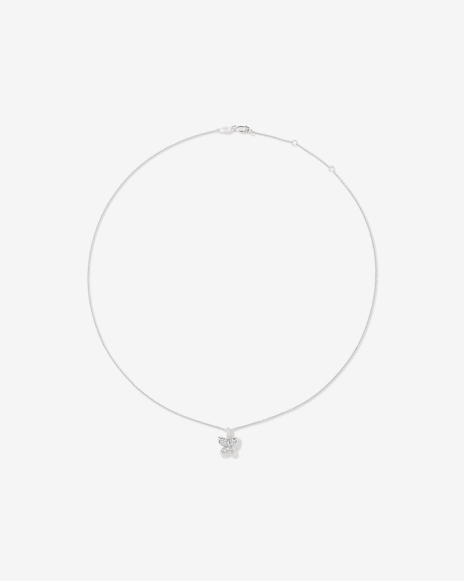 Cubic Zirconia Butterfly Pendant Necklace in Sterling Silver