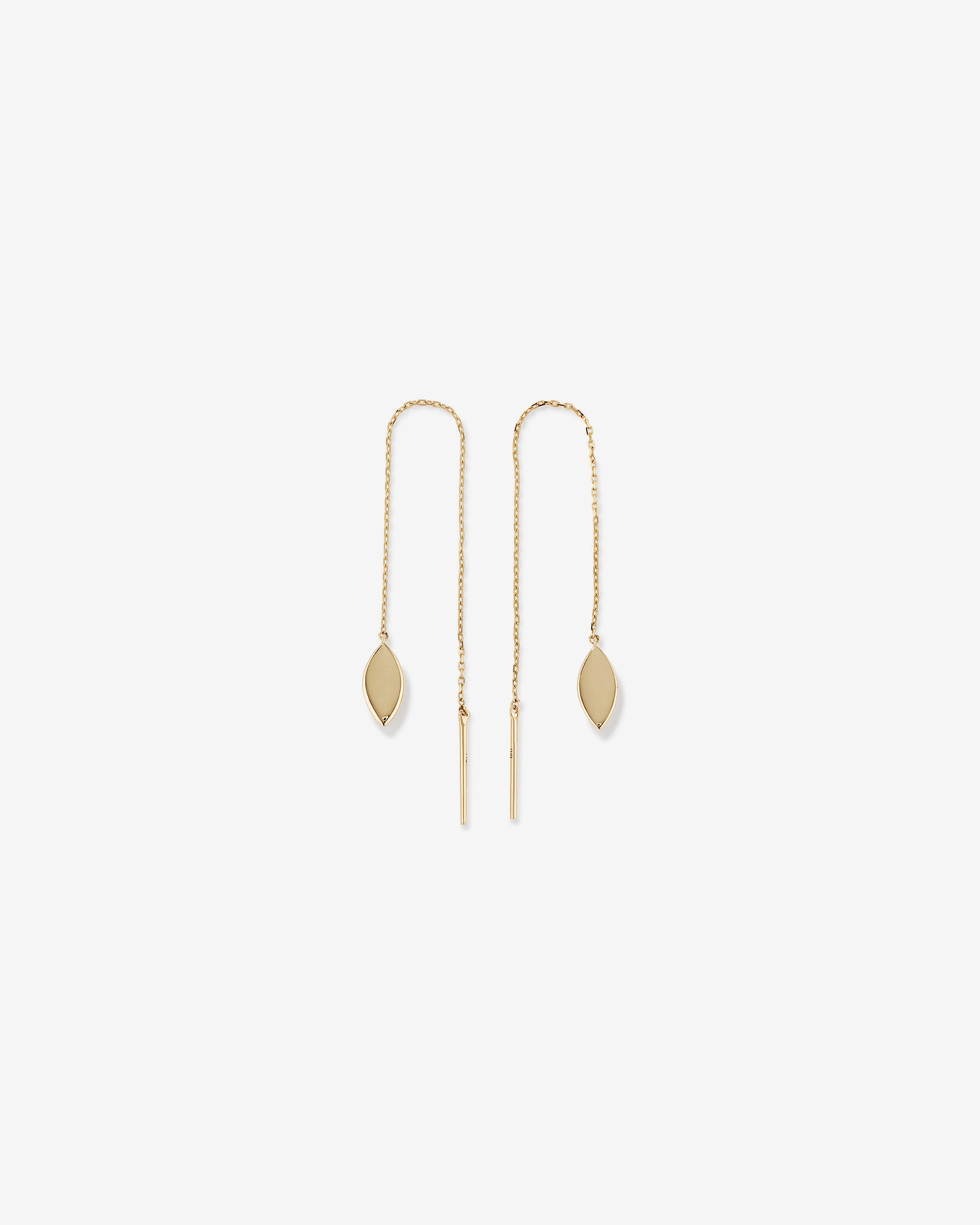 Marquise Disc Threader Earrings in 10kt Yellow Gold