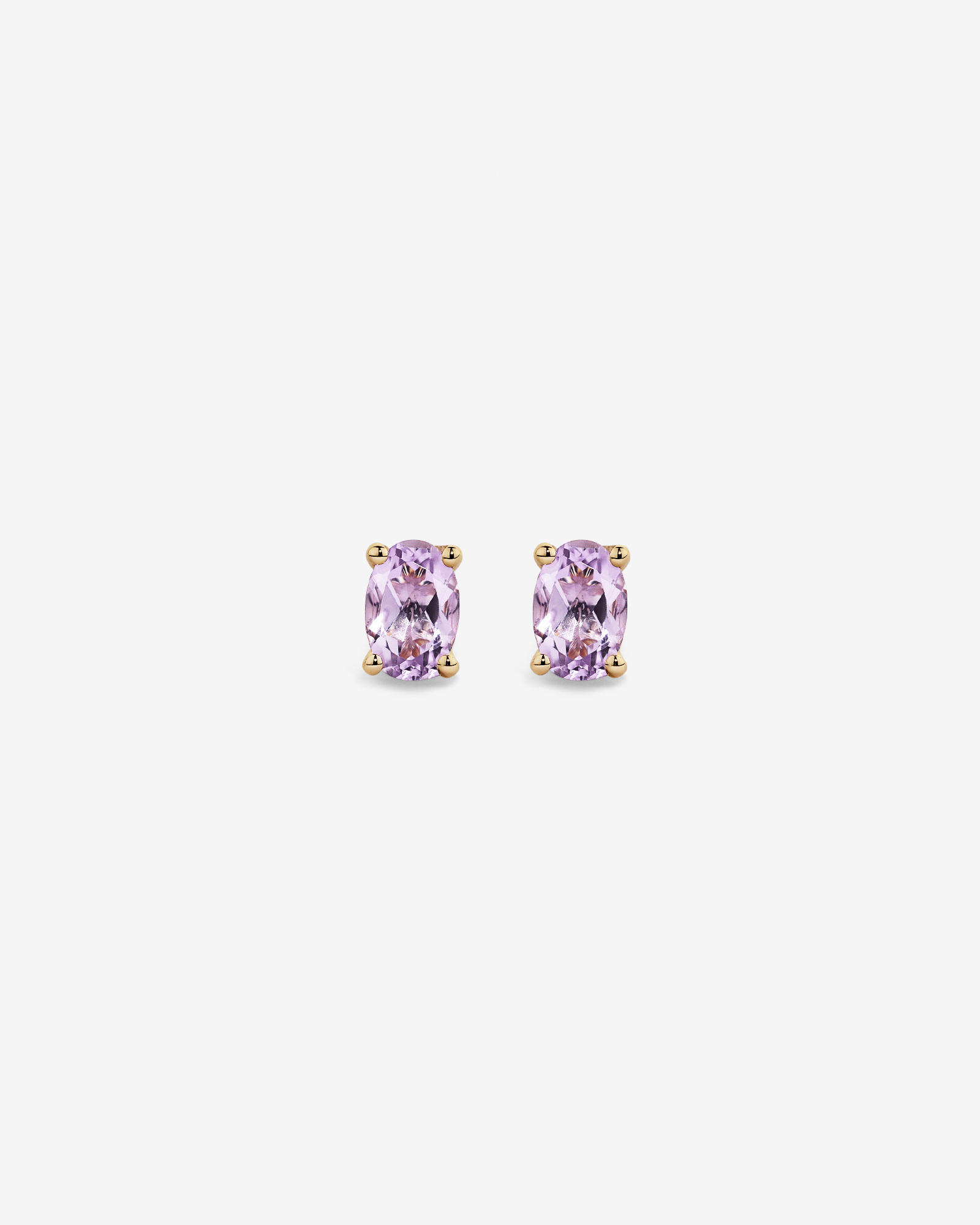Oval Rose Amethyst Stud Earrings in 10kt Yellow Gold