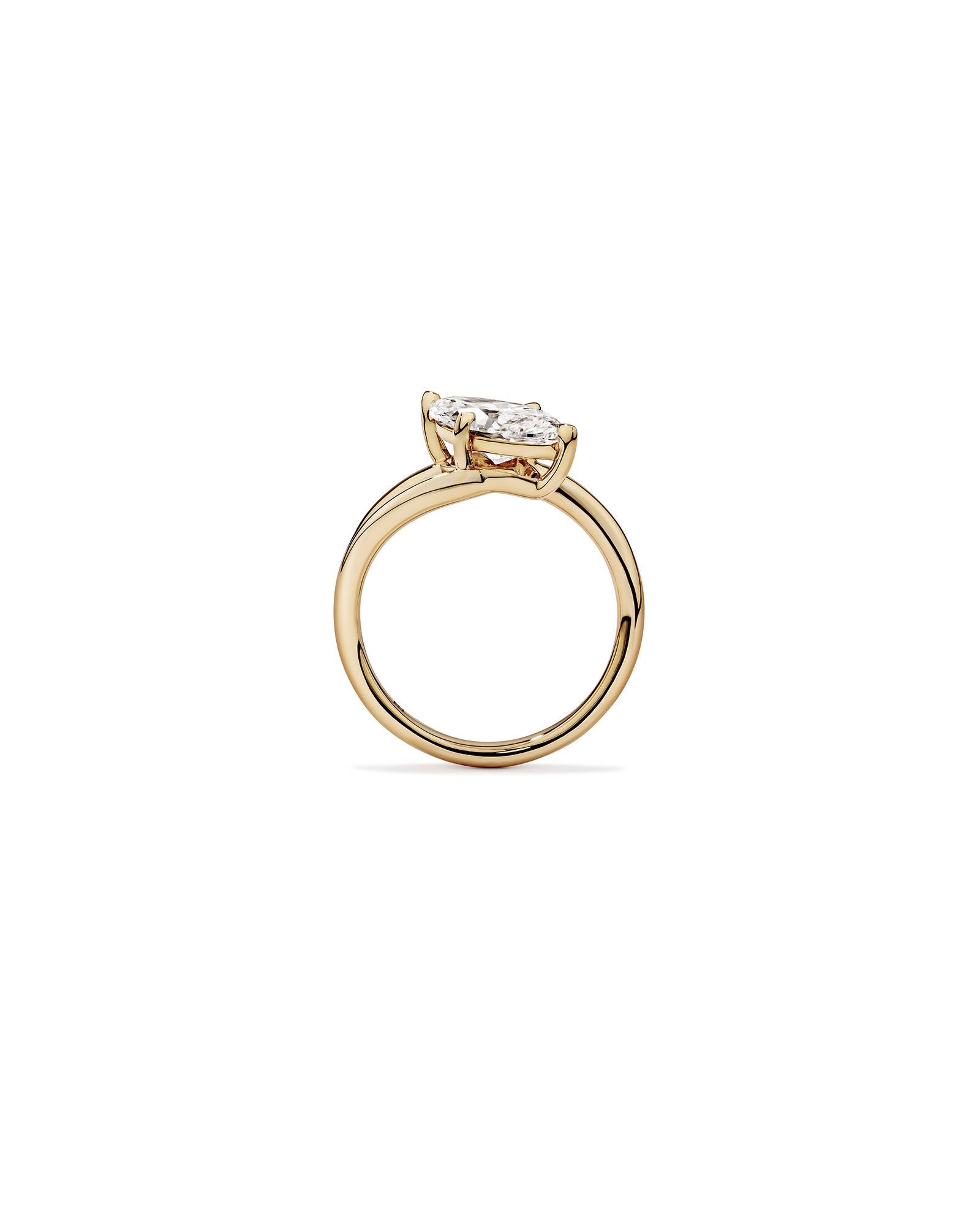 Bague de fiançailles à double anneau avec diamant de laboratoire taille marquise de 2,00 carats TW en or jaune 14 kt, sertie en East West
