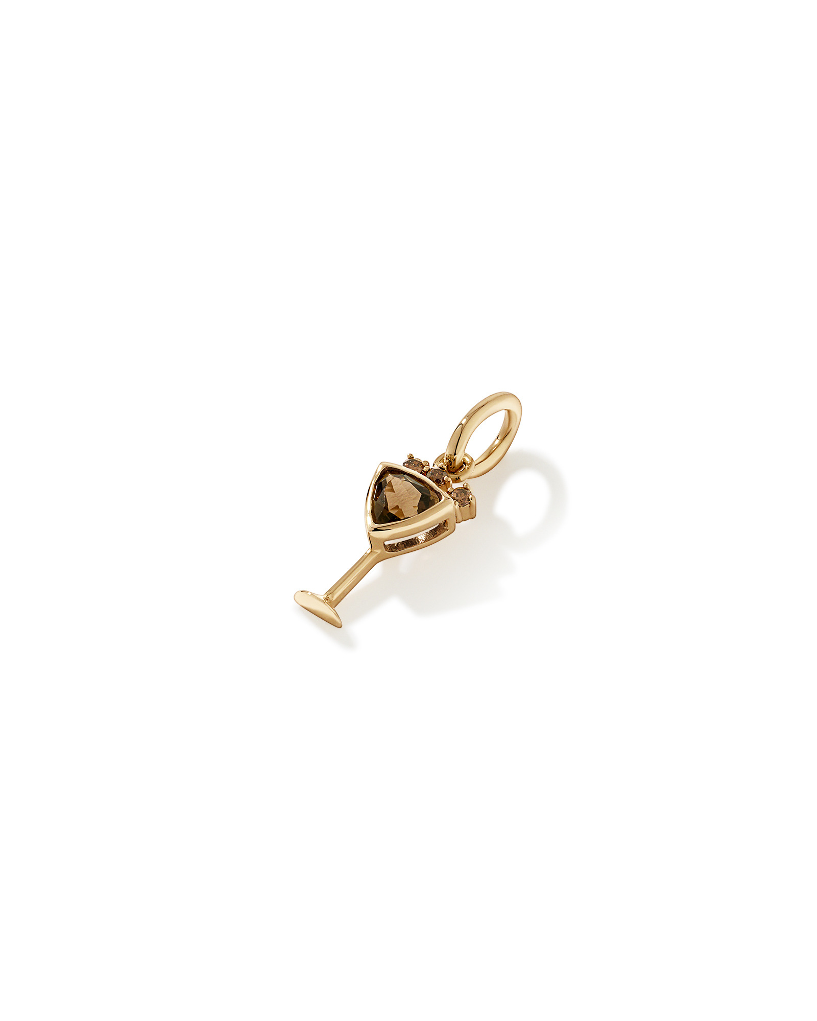 Pendentif cocktail Espresso Martini en quartz fumé en Vermeil or 18 carats
