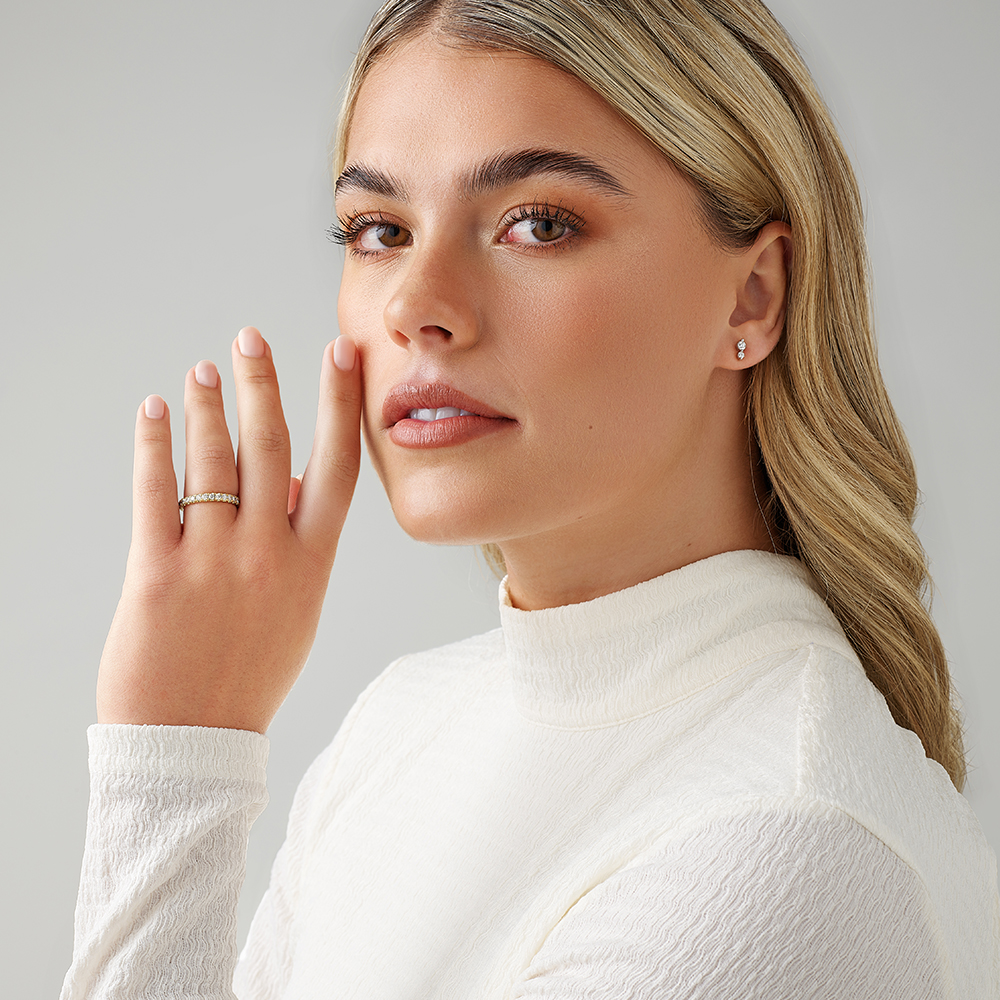 Bague à Sertissage Griffe de Diamant de 0,50 Carat TW en Or Jaune 18kt