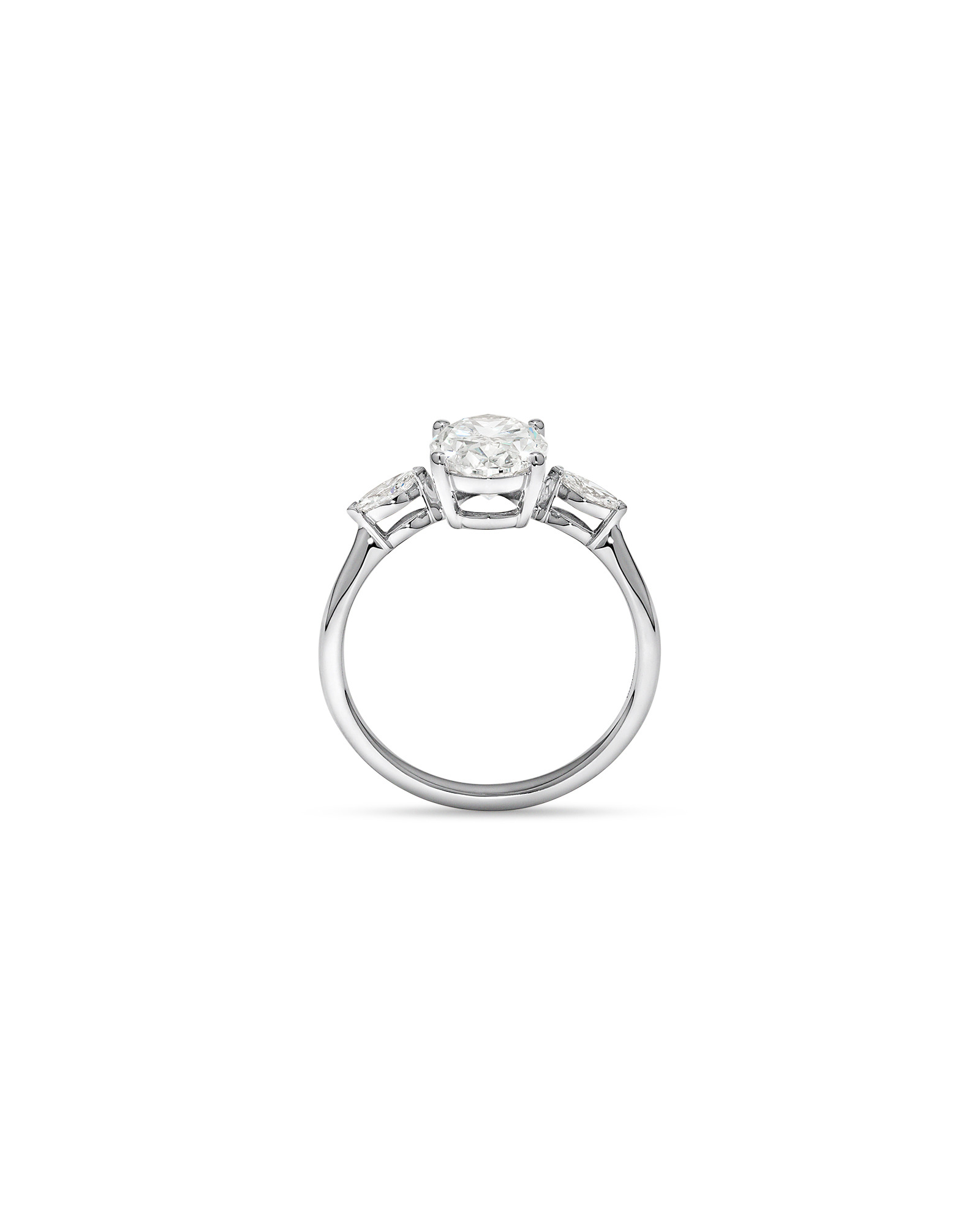 2.18 Carat TW Laboratory-Grown Diamond Oval and Marquise Three-Stone Ring 14kt Gold