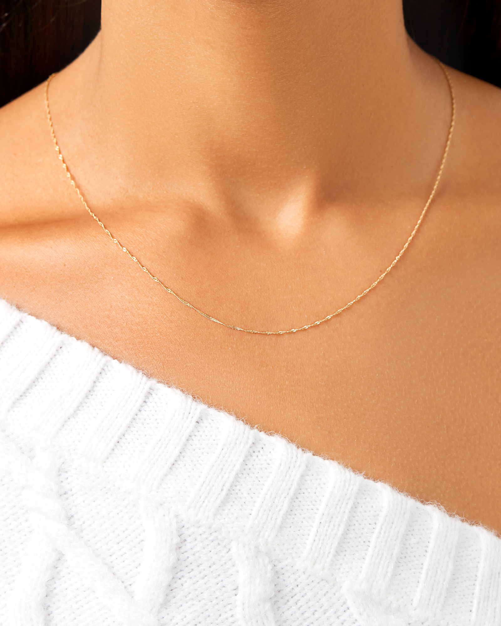 Chaîne Singapour de 50 cm de largeur en or jaune 10 K