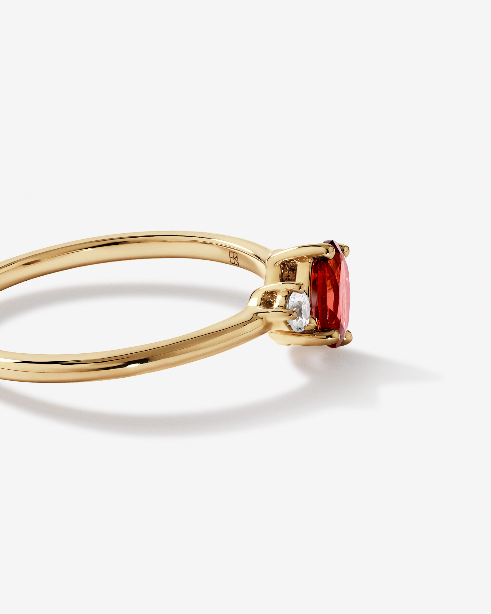 White Sapphire and Oval-Cut Garnet Toi Et Moi Ring in 10kt Yellow Gold