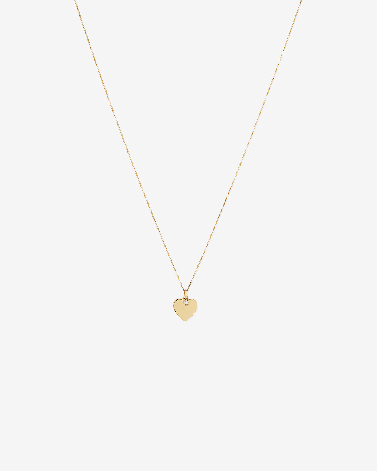 Diamond Charm Heart Pendant Necklace in 10kt Yellow Gold