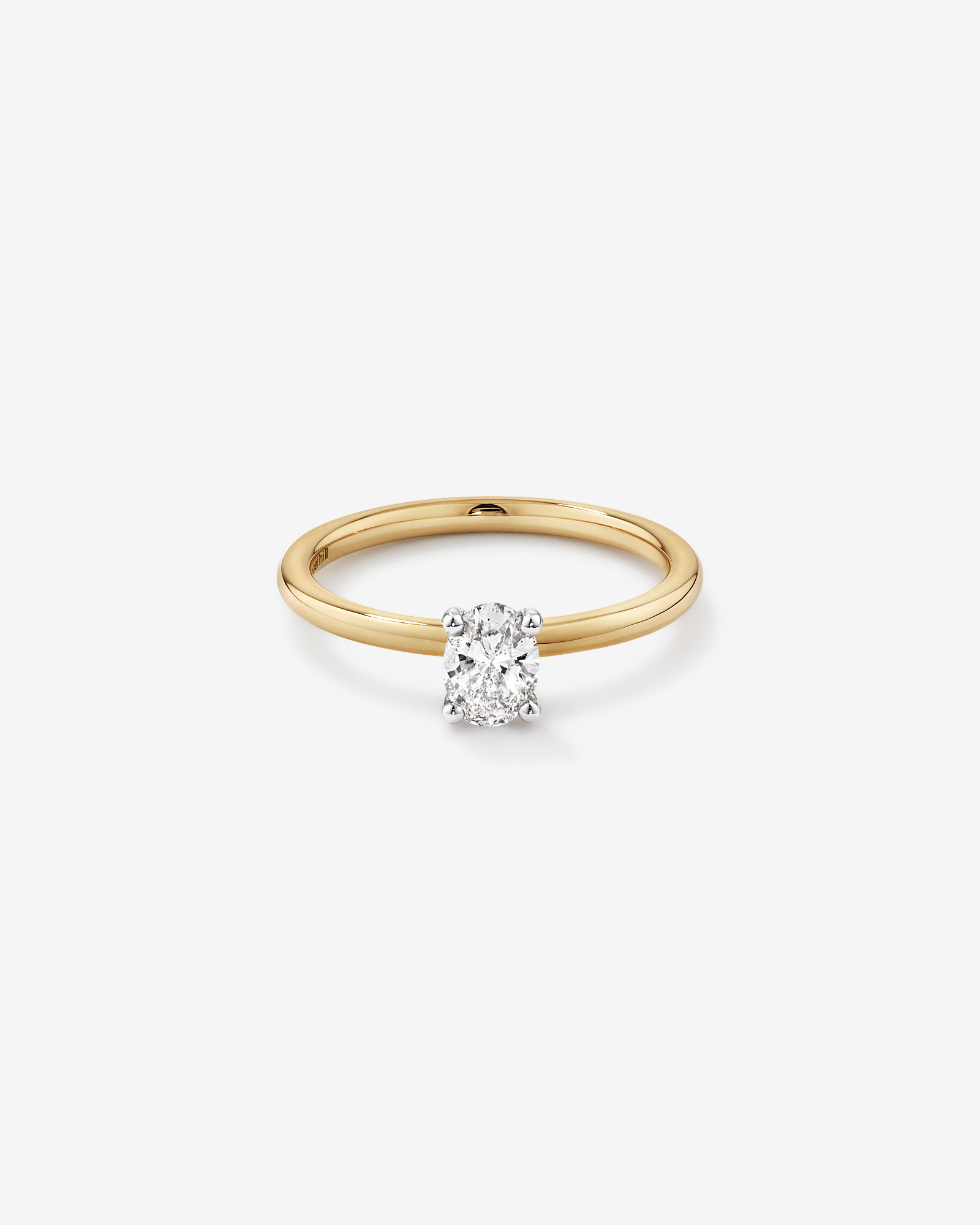 0.50 Carat TW Certified Oval Solitaire Engagement Ring in 18kt Yellow & White Gold