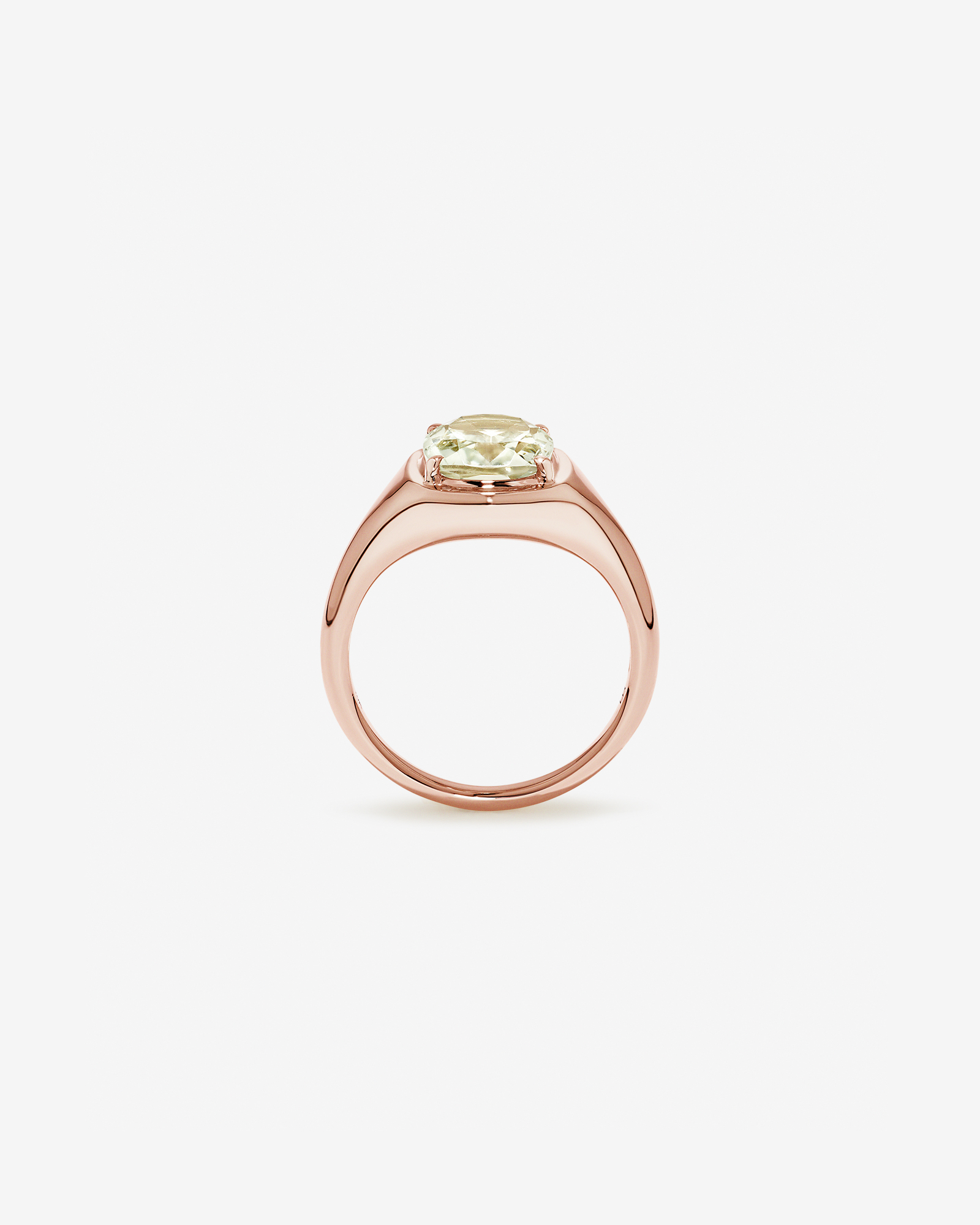 Elongated Cushion Cut Green Amethyst Ring 10kt Rose Gold