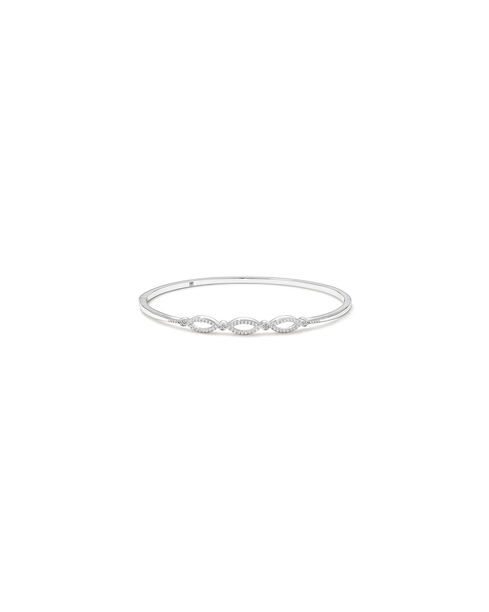 Triple Open Marquise Cubic Zirconia Bangle in Sterling Silver