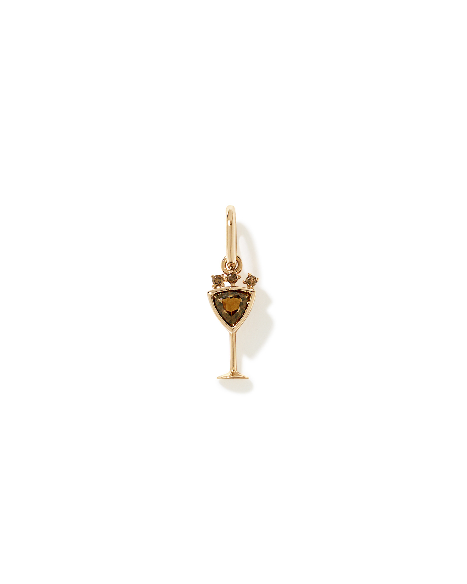 Pendentif cocktail Espresso Martini en quartz fumé en Vermeil or 18 carats