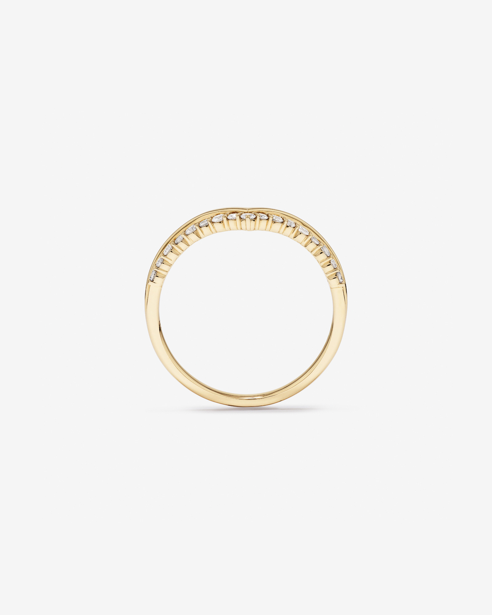 Alliance en or jaune 14 carats avec diamants de 0,18 carat et chevrons