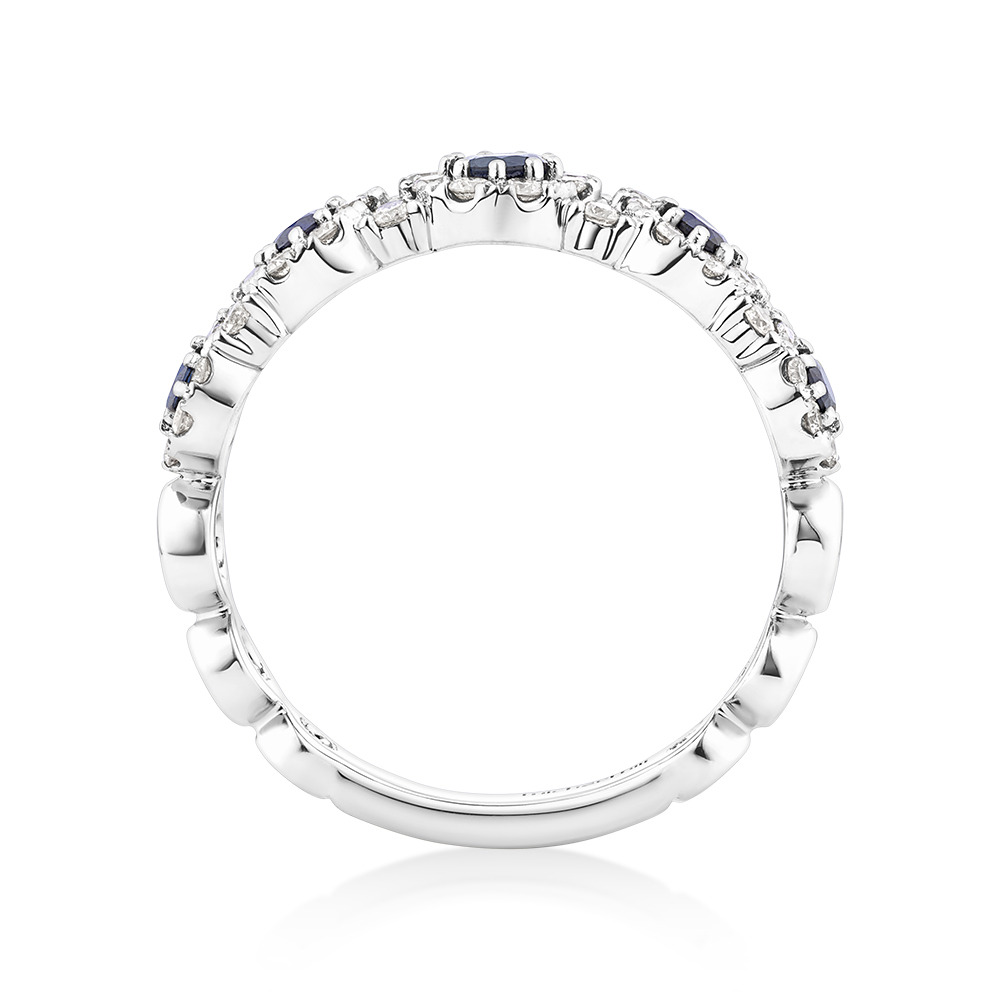 Bubble Ring with Sapphire and .50 Carat TW Diamonds in 14kt White Gold