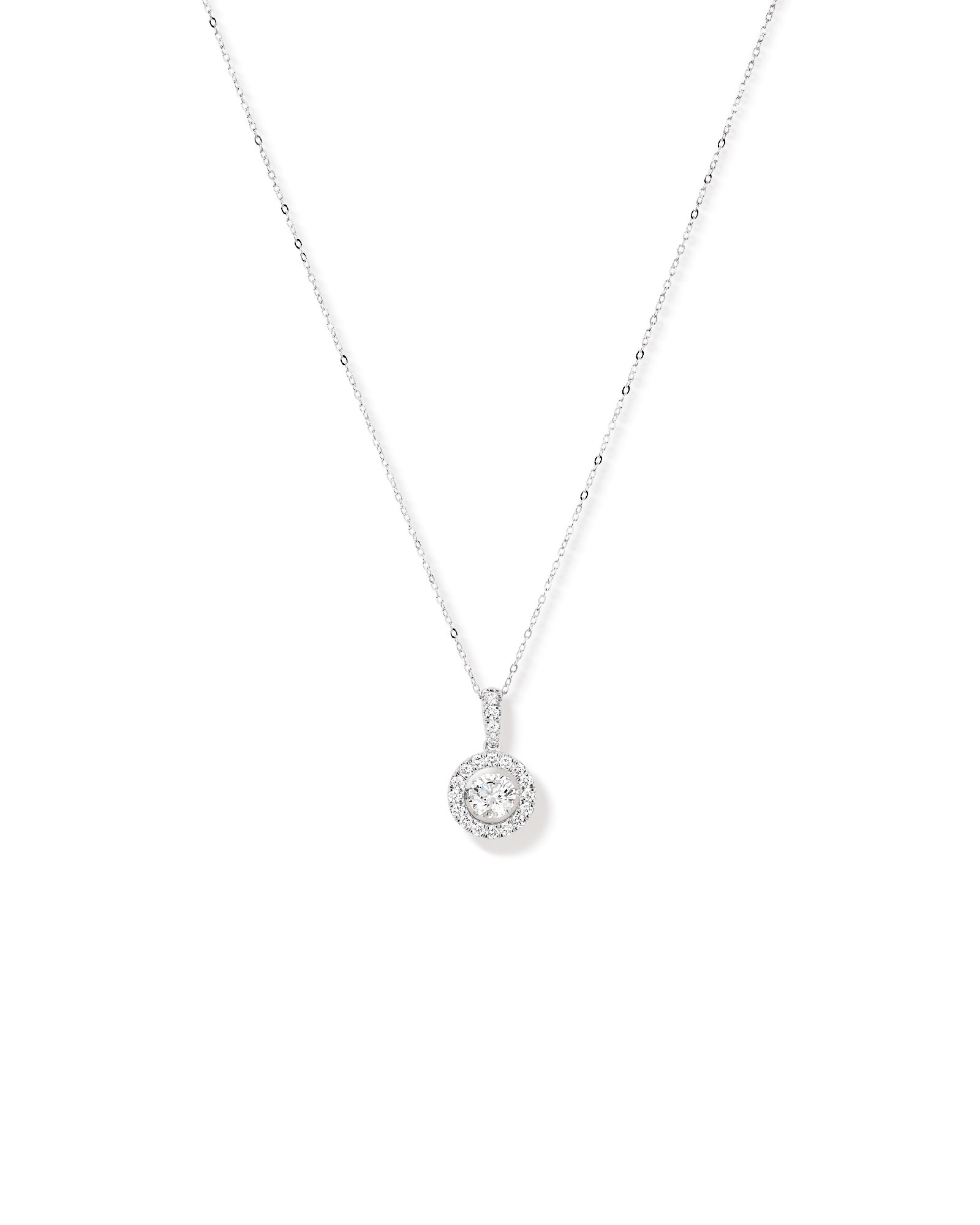 Pendentif rond Lume Lab avec 1,50 carat TW de diamants cultivés en laboratoire en or blanc 10 carats