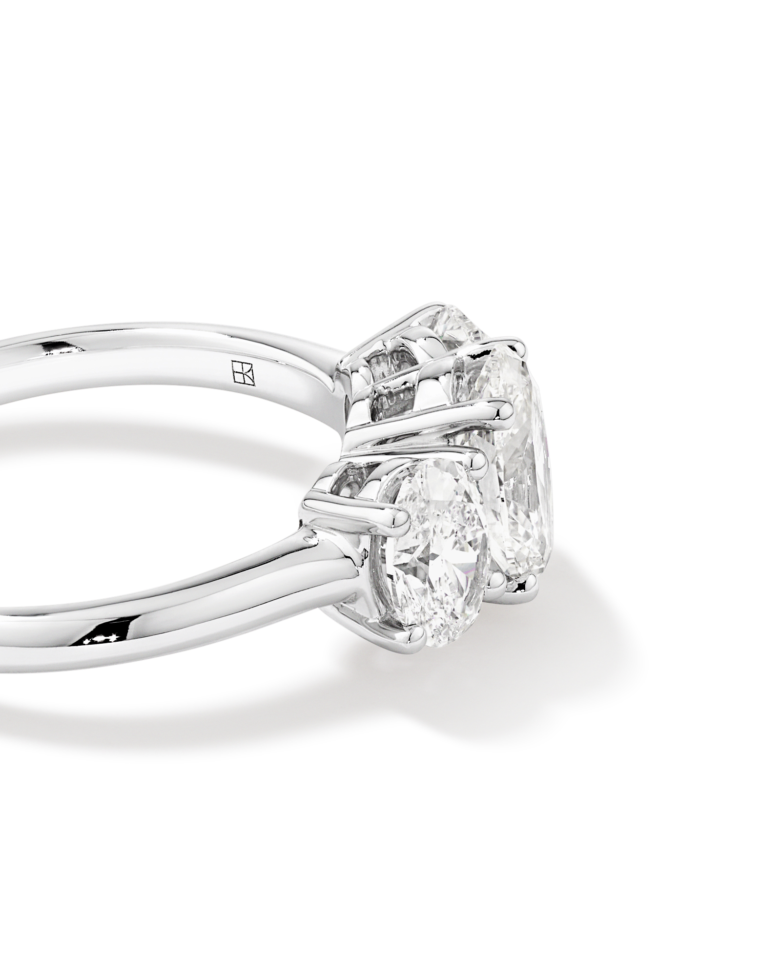 2 Carat Three Stone Oval Laboratory-Grown Diamond Engagement Ring 14kt White Gold