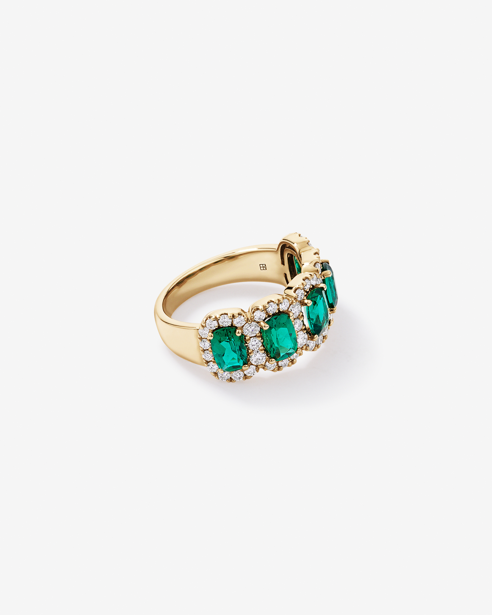Created Emerald and 0.90 Carat TW Laboratory-Grown Diamond Ring 10kt Yellow Gold