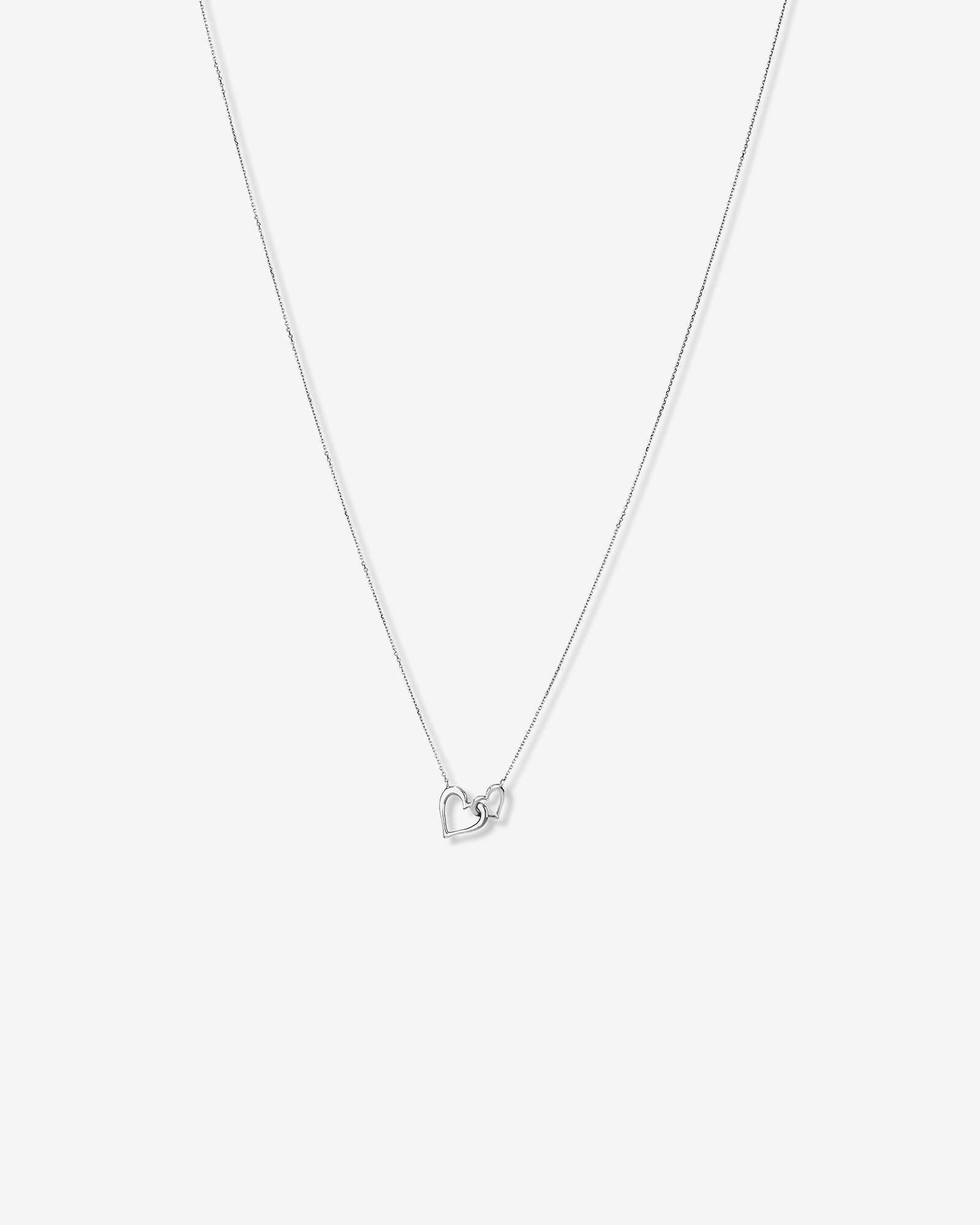 Double Open Heart Necklace in Sterling Silver