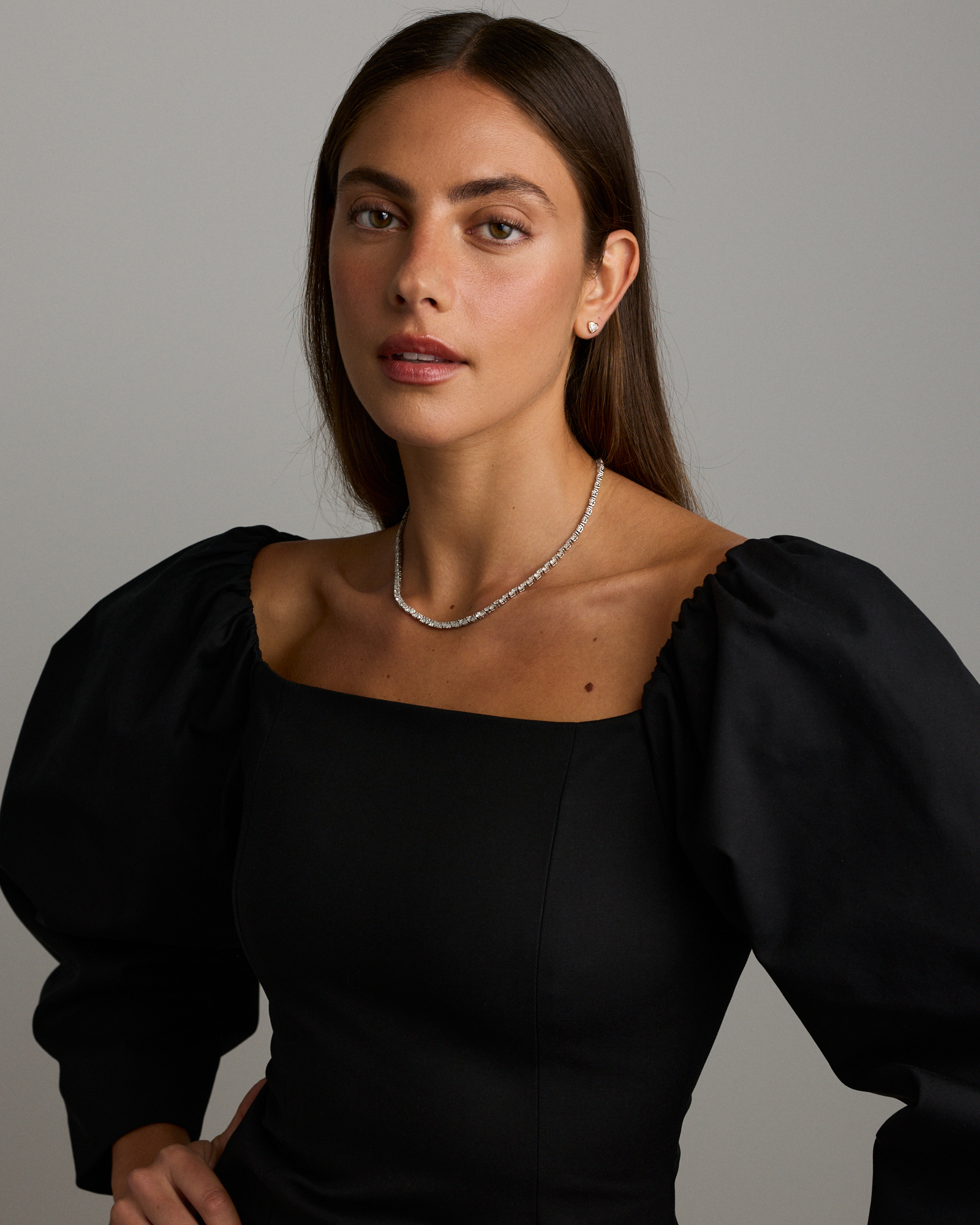 10.00 Carat TW Laboratory-Grown Diamond Heart Tennis Necklace in 10kt White Gold