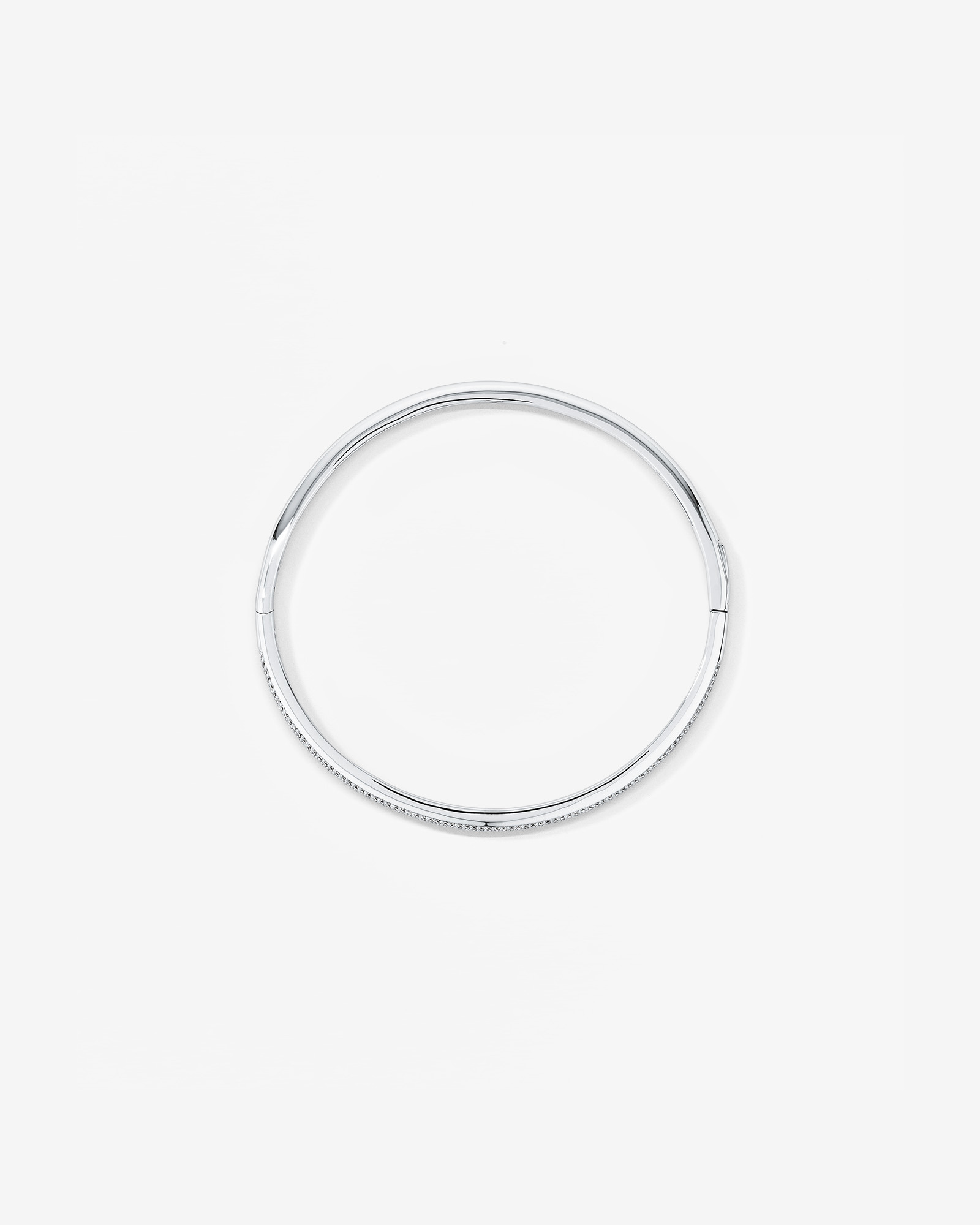 Pave Cubic Zirconia Hinge Bangle in Sterling Silver