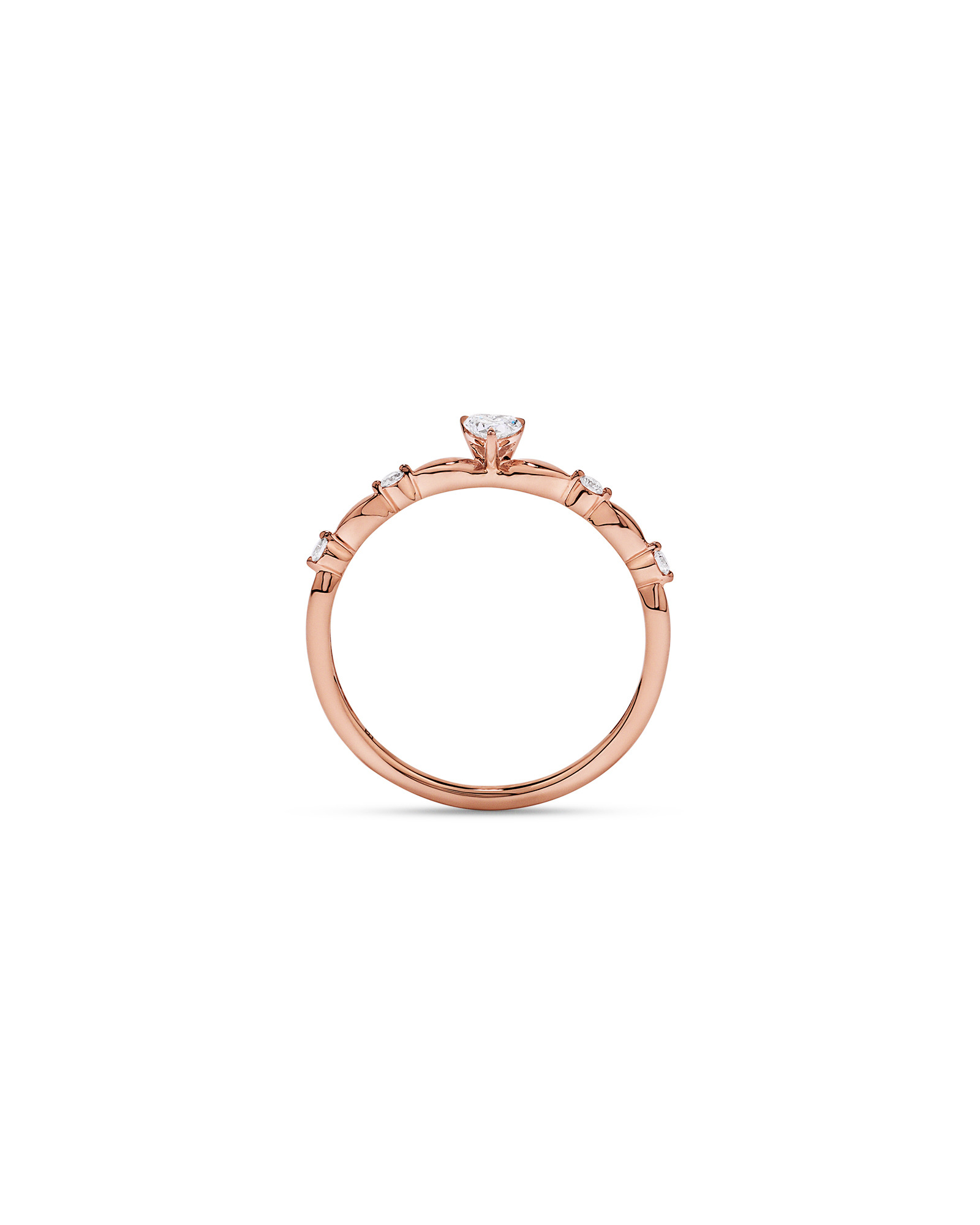 0.15TW Heart and Round Brilliant Laboratory-Grown Diamond Promise Ring 10kt Rose Gold