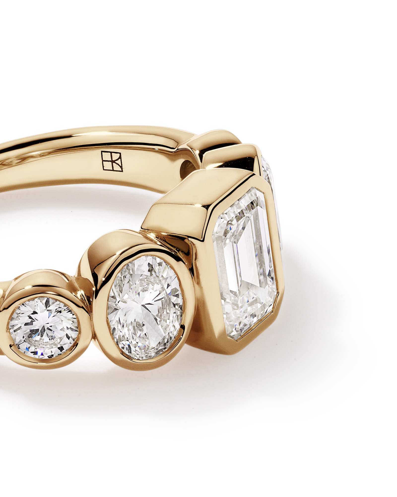 2.90 Carat TW Bezel Set 5 Stone Lab-Grown Diamond Engagement Ring in 14kt Yellow Gold